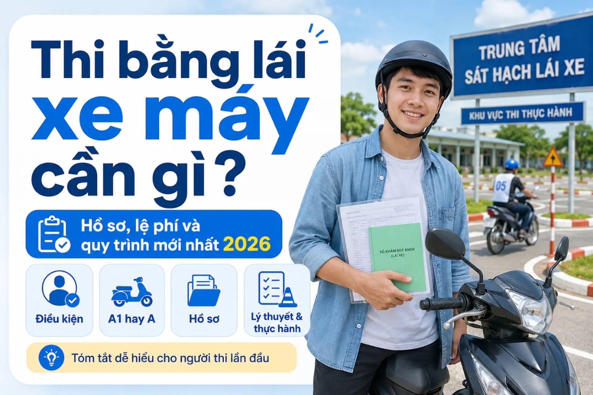 Thi bằng lái xe máy cần gì? Hồ sơ, lệ phí và quy trình mới nhất 2026
