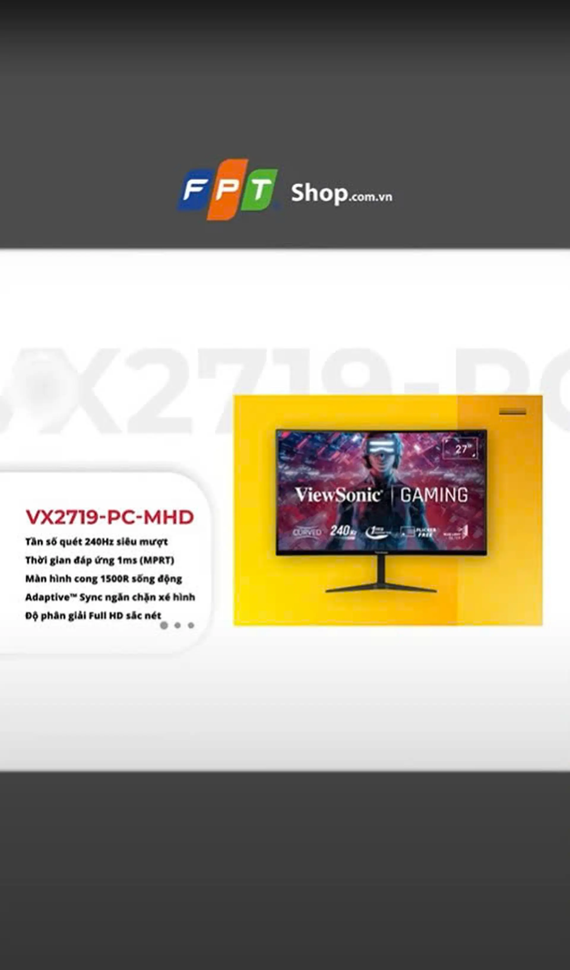 Màn hình Cong Gaming ViewSonic VX2719-PC-MHD