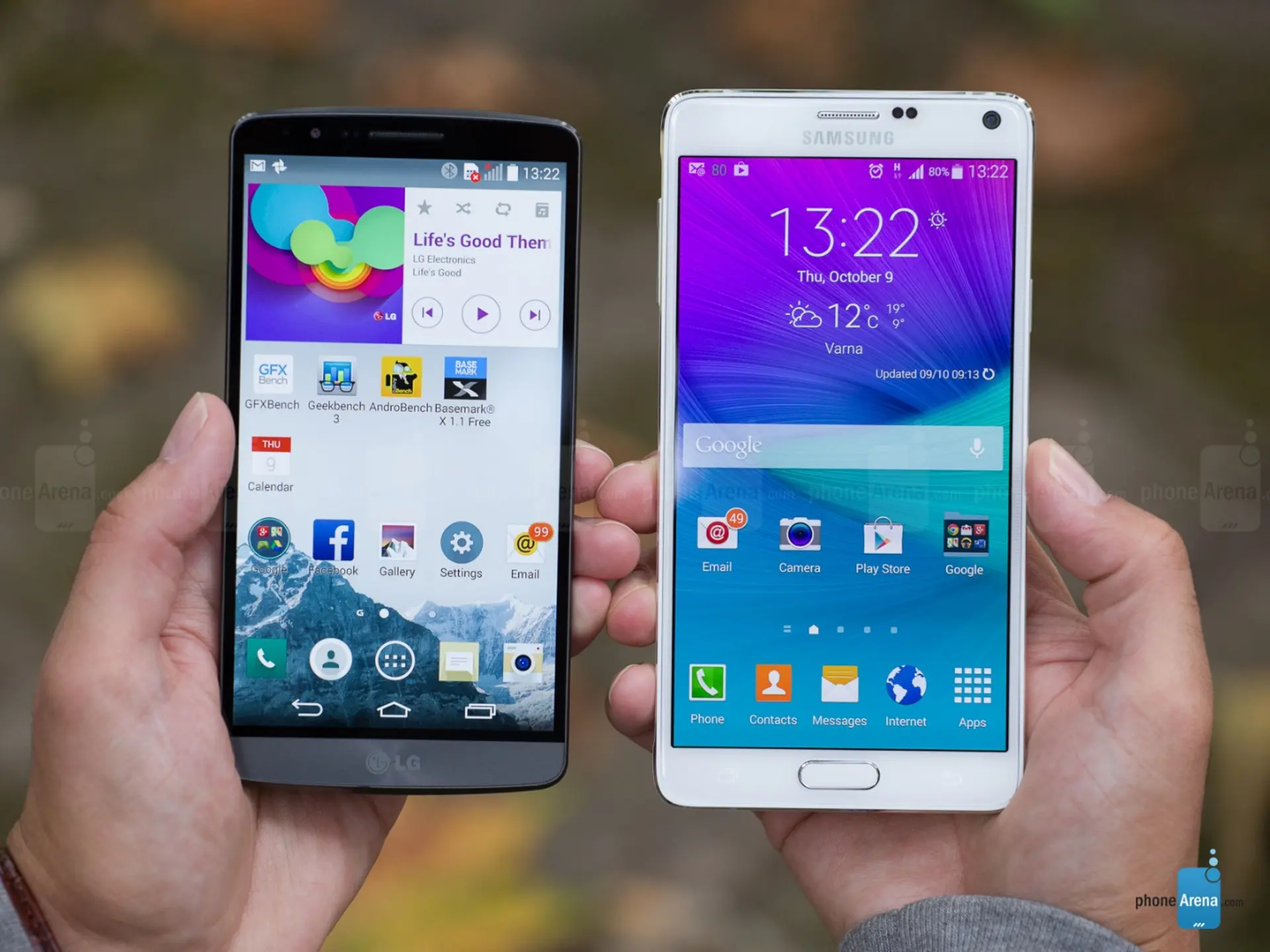 So sánh chi tiết thiết kế của Galaxy Note 4 và LG G3