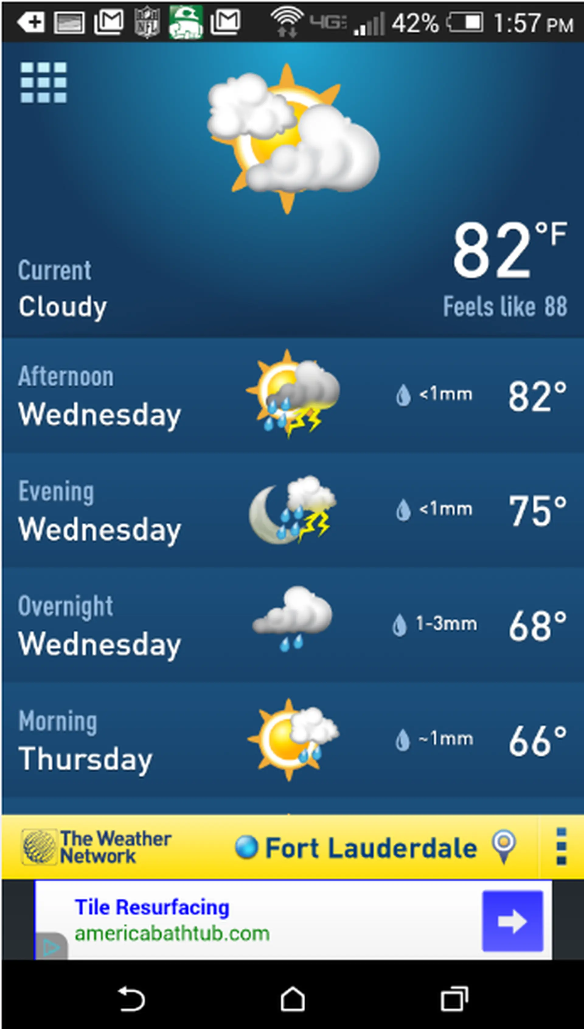 Ứng dụng Weather Network của Android  được cập nhật