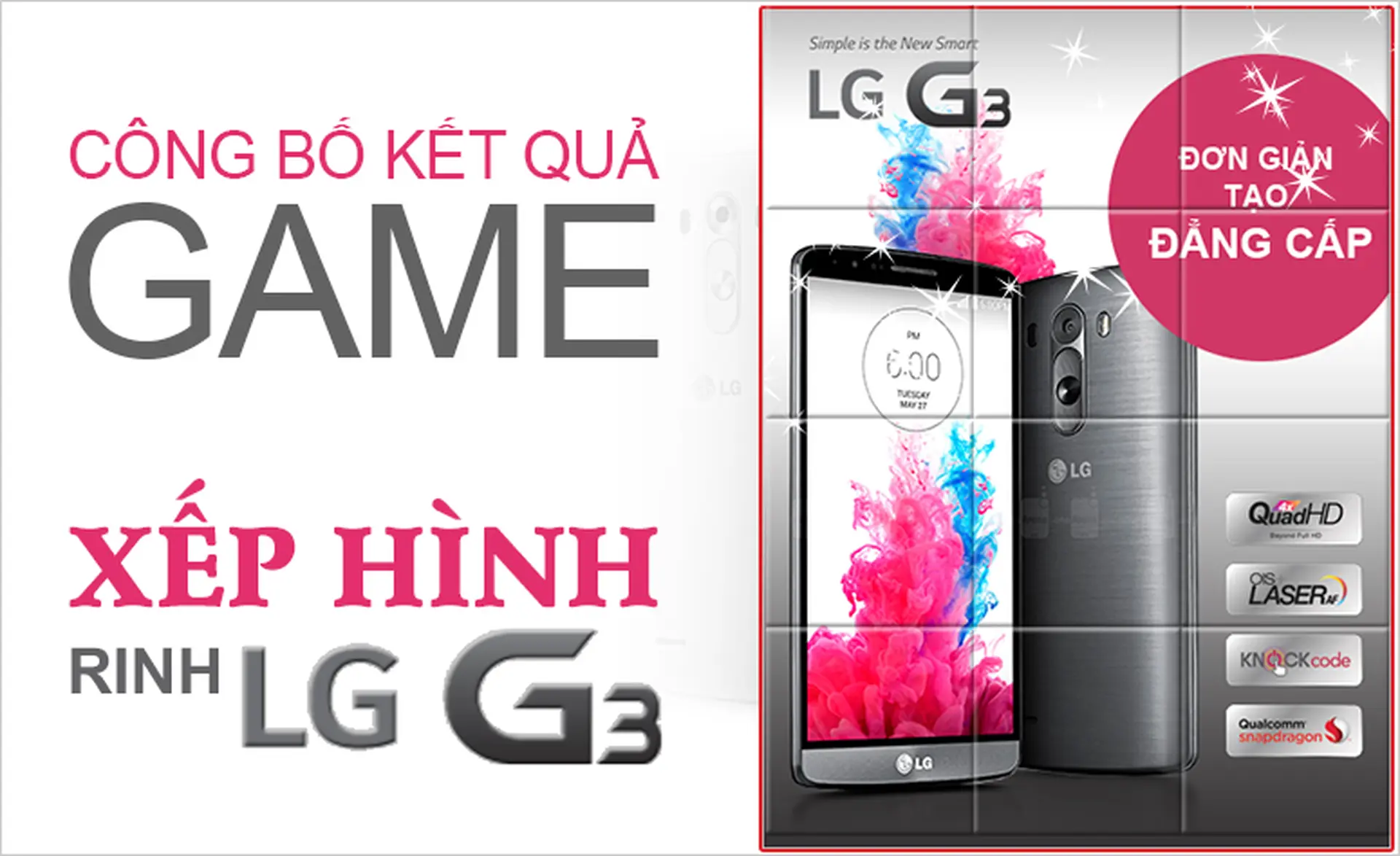 Kết quả Game “XẾP HÌNH, RINH LG G3” 