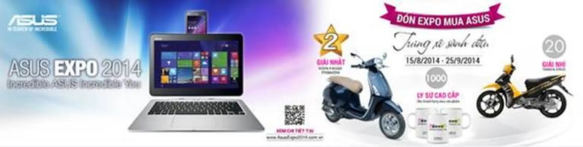Cơ hội trúng ngay xe Vespa khi mua sản phẩm Asus tại FPT Shop