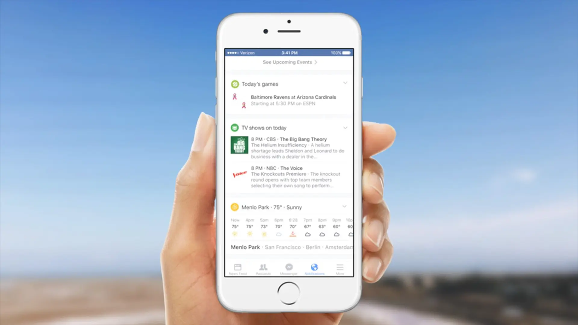 Facebook làm mới khu vực thông báo với Notifications Tab