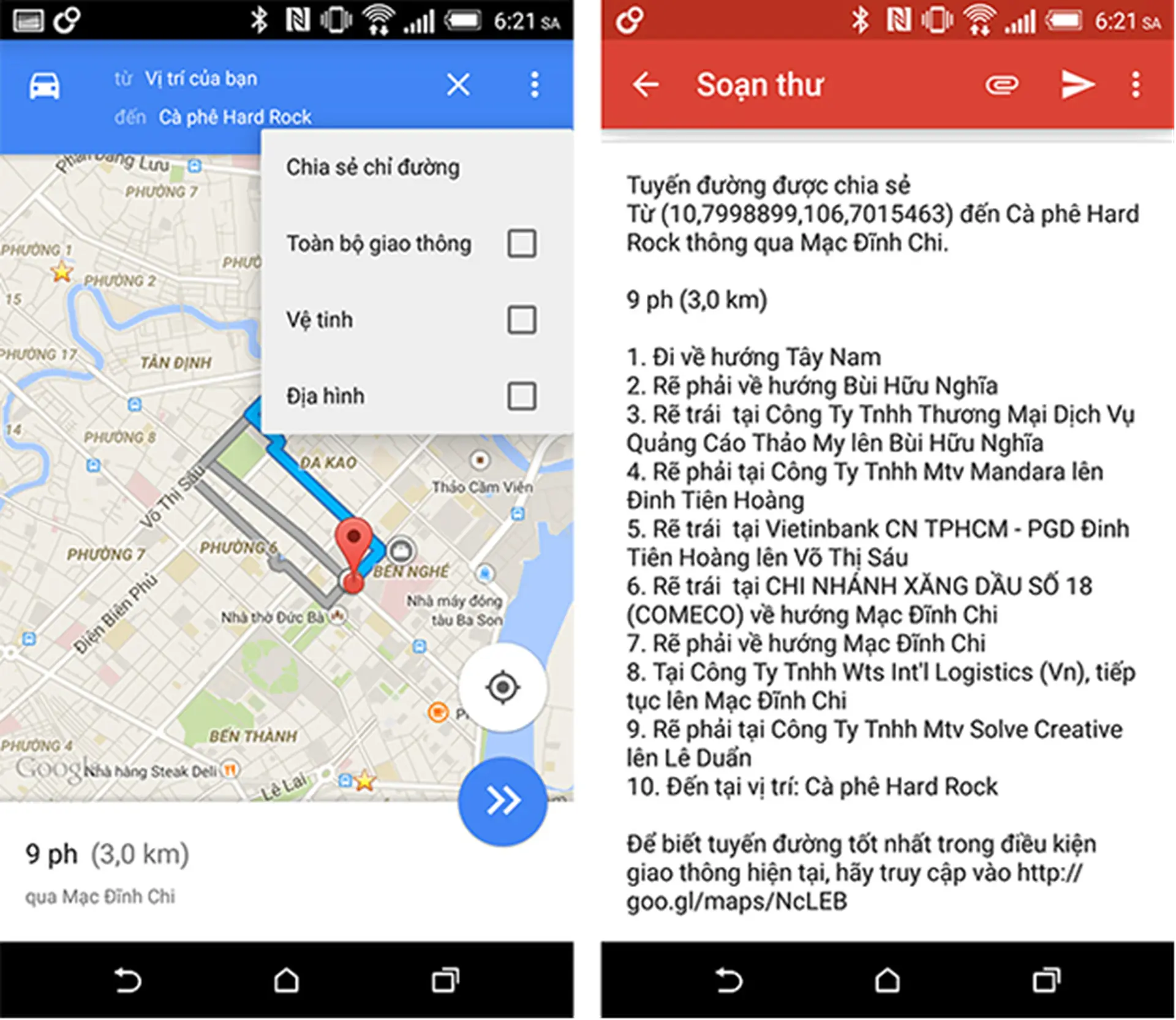 Bản cập nhật Google Maps đã có thể chia sẻ chỉ đường