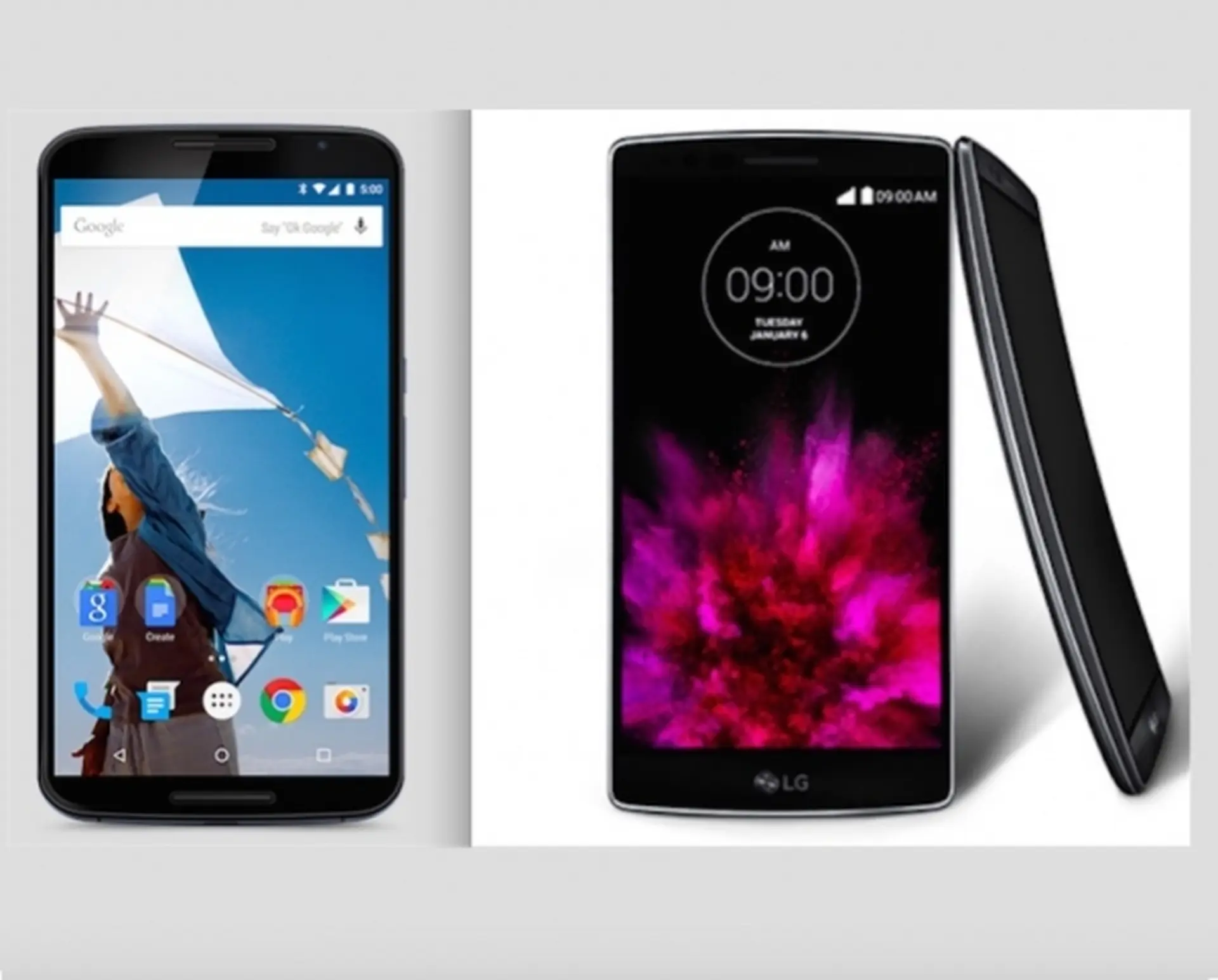 Google Nexus 6 và LG G Flex 2: Hai phablets chạy hệ điều hành Android 5.0 Lollipop. Thiết bị nào sẽ là sự lựa chọn của bạn?