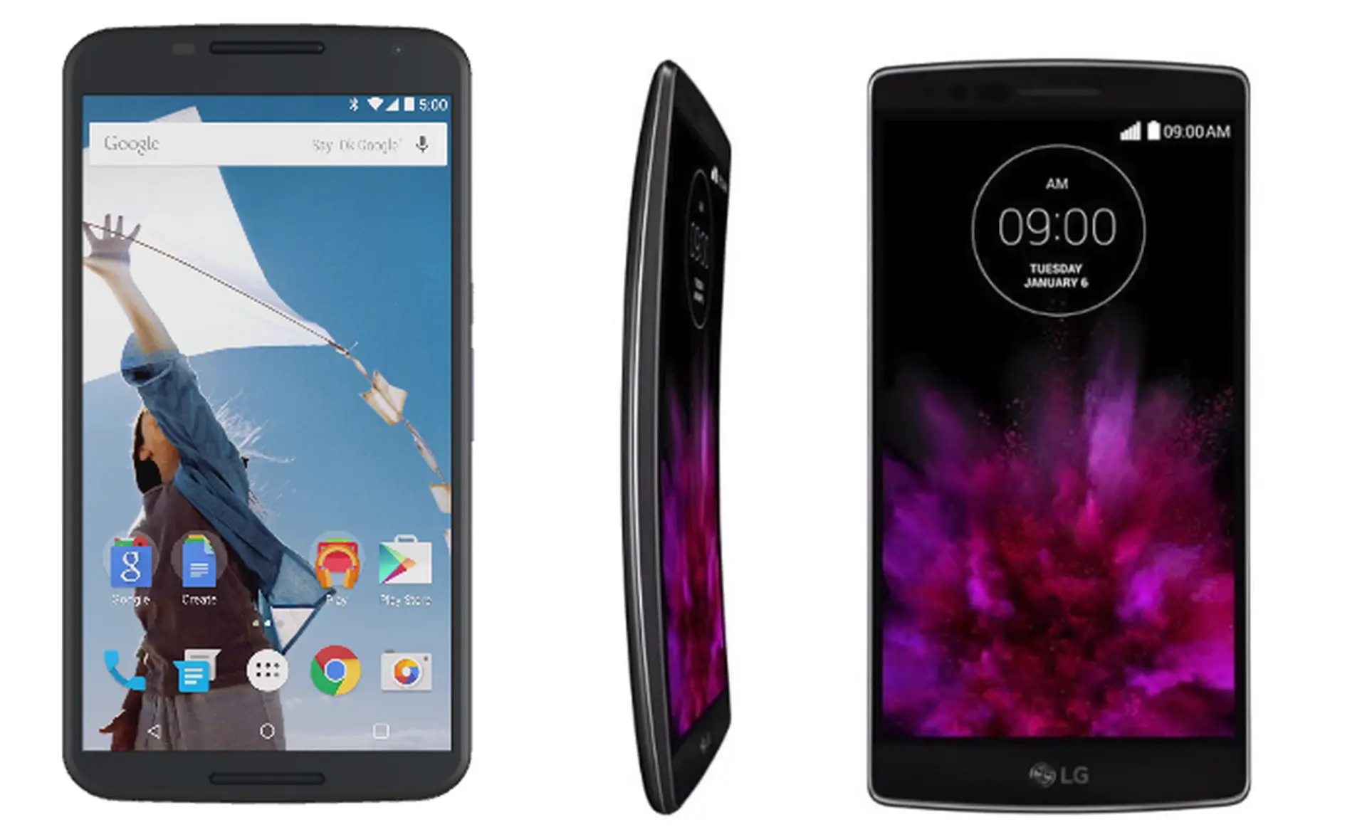 So sánh LG G Flex 2 vs Google Nexus 6: Thiết kế và màn hình