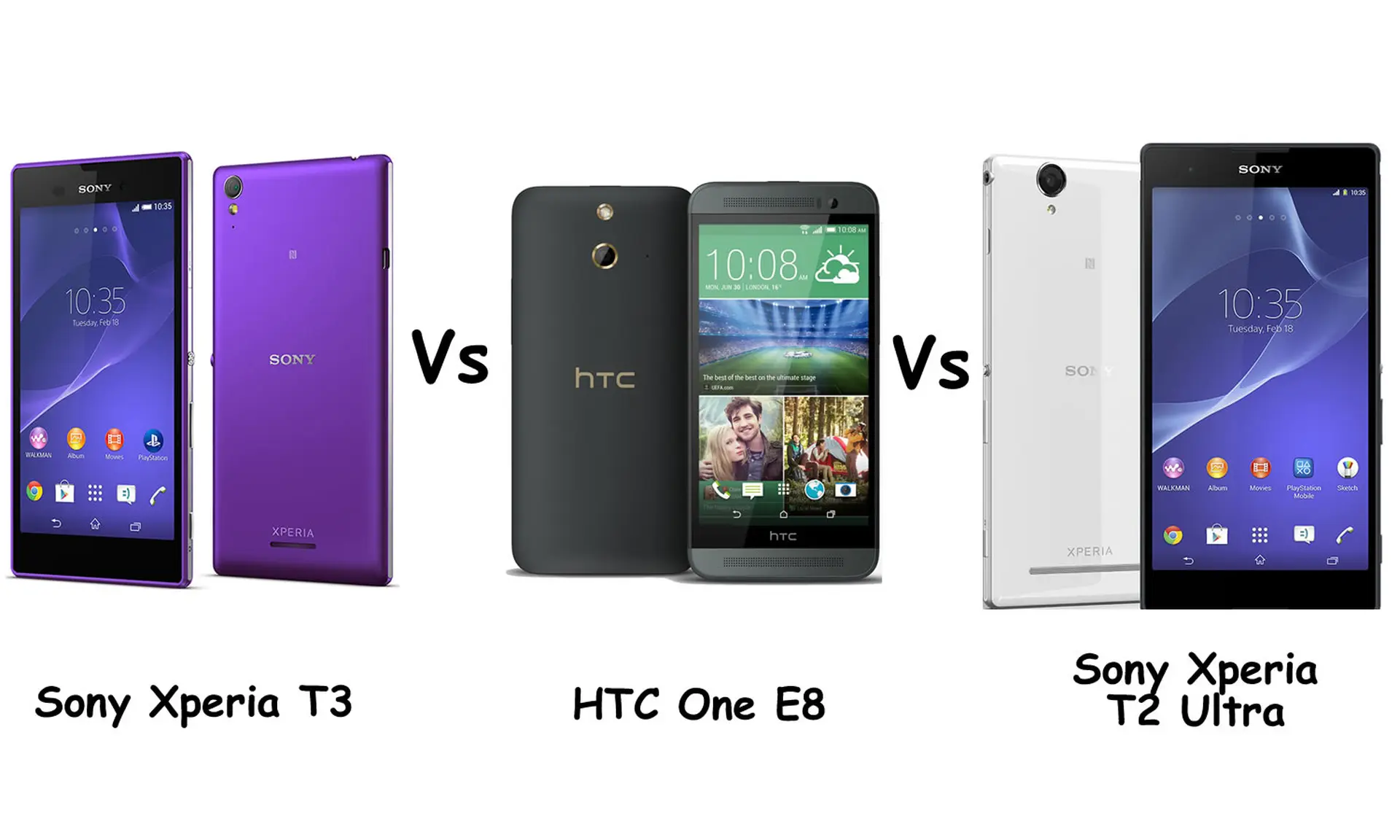 So sánh Sony Xperia T3 vs HTC One E8 vs Sony Xperia T2 Ultra