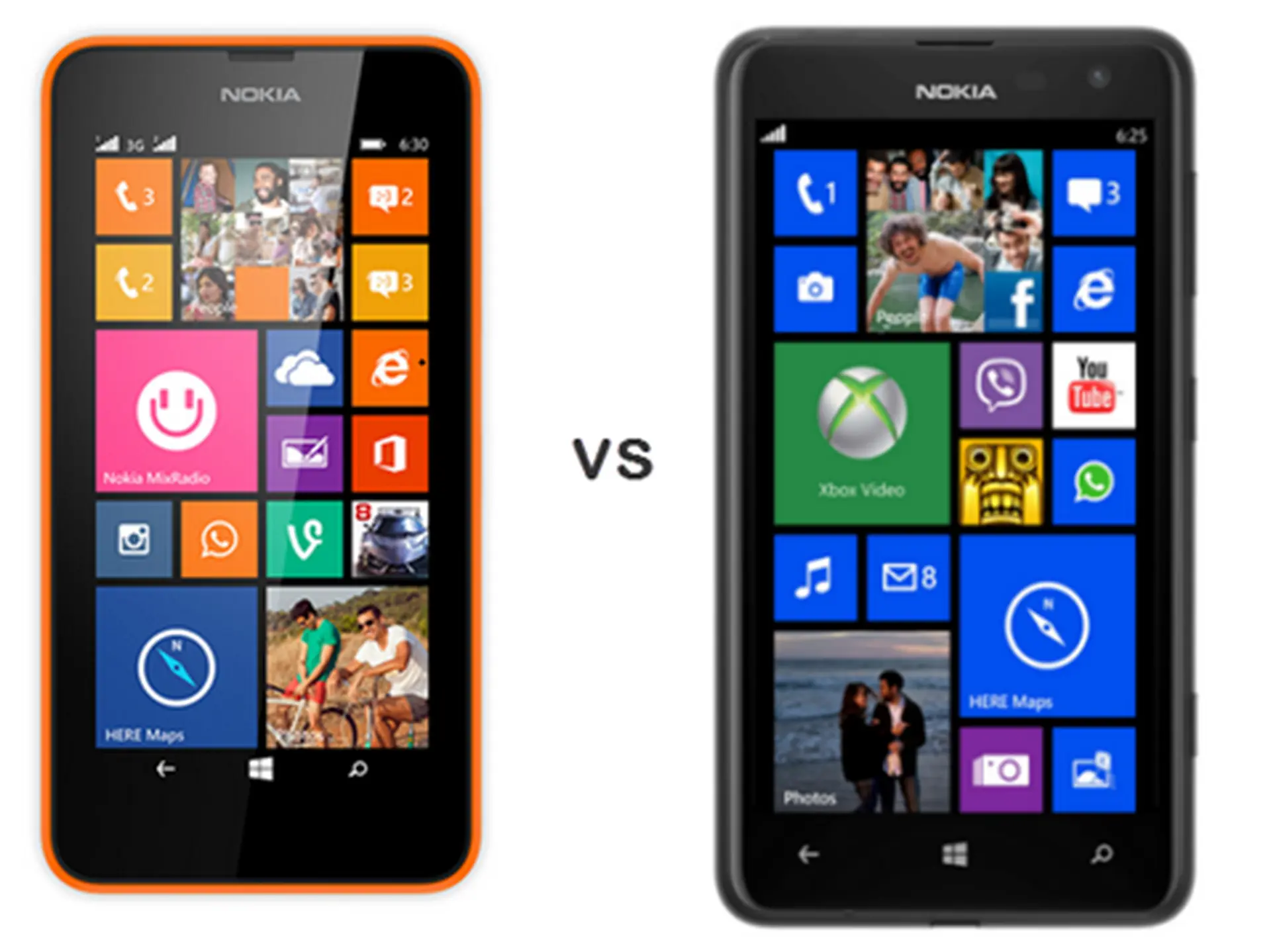 So sánh Nokia Lumia 630 và Nokia Lumia 625