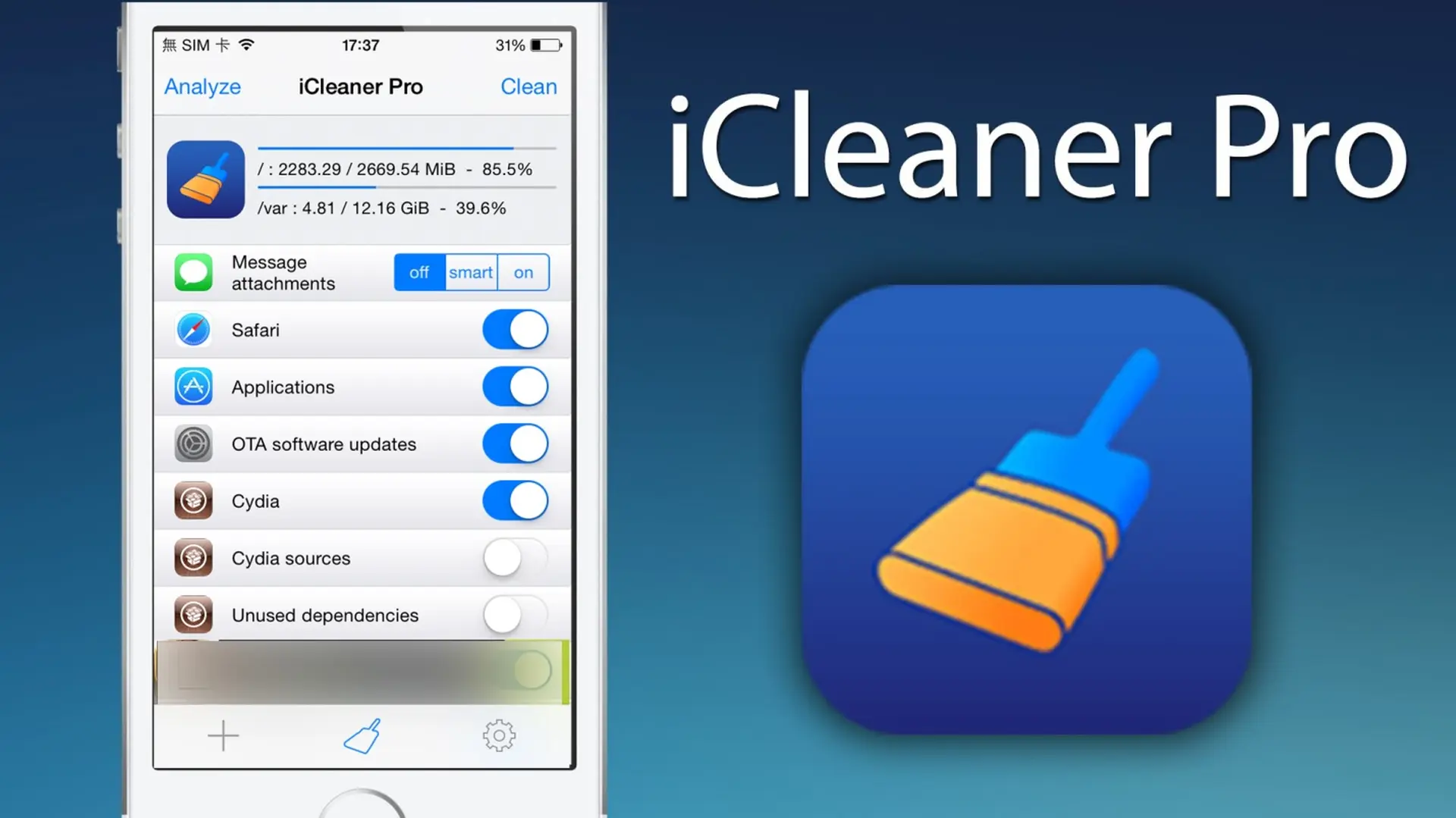 Thổi bay rác rưởi và tối ưu hóa iPhone bằng công cụ iCleaner Pro
