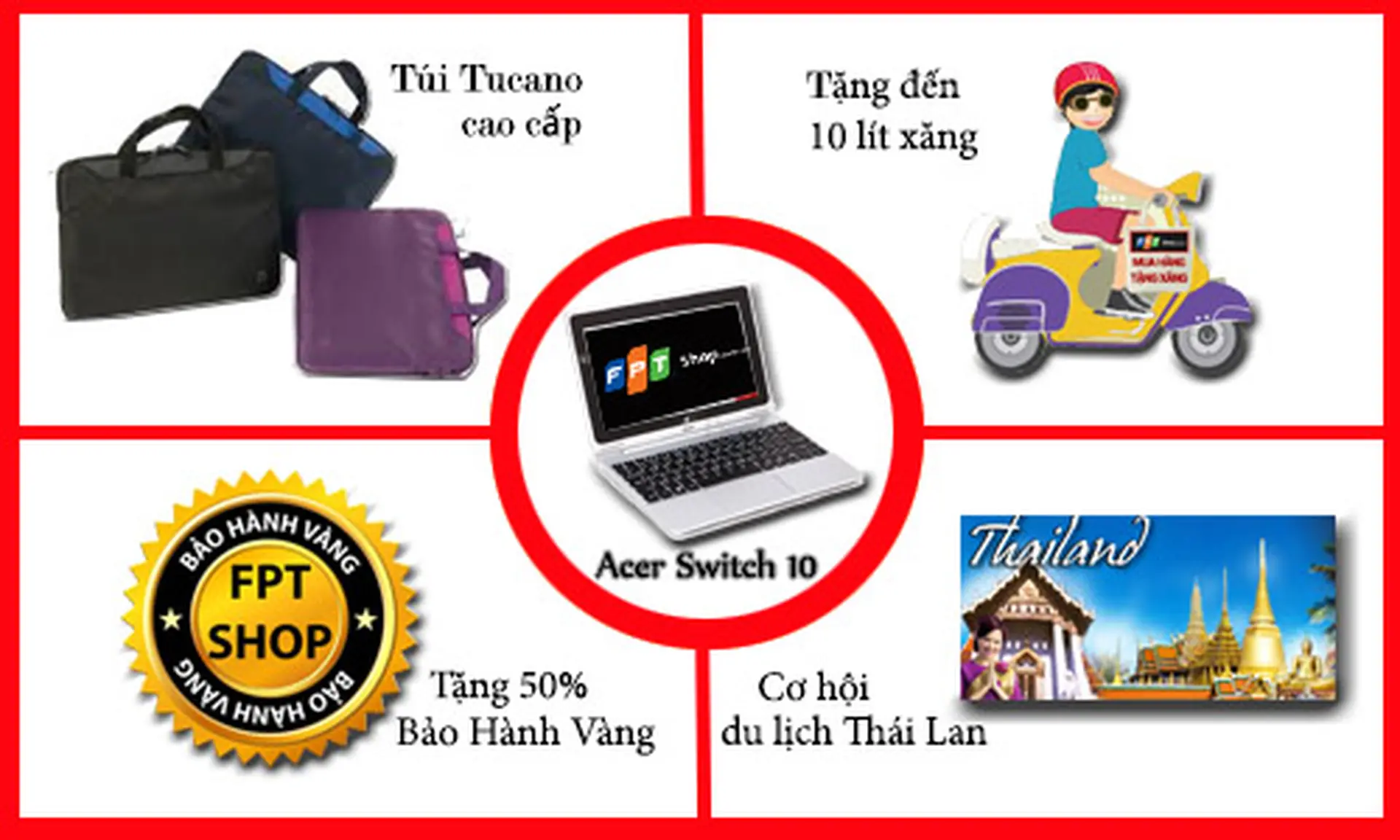 Tặng túi Tucano cao cấp khi mua Acer Switch 10 tại FPT Shop