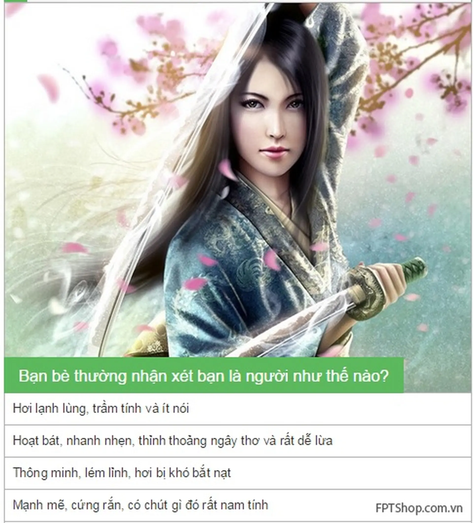 Bạn là cô nương nào trong truyện kiếm hiệp: Ứng dụng vô cùng hấp dẫn cho các bạn nữ