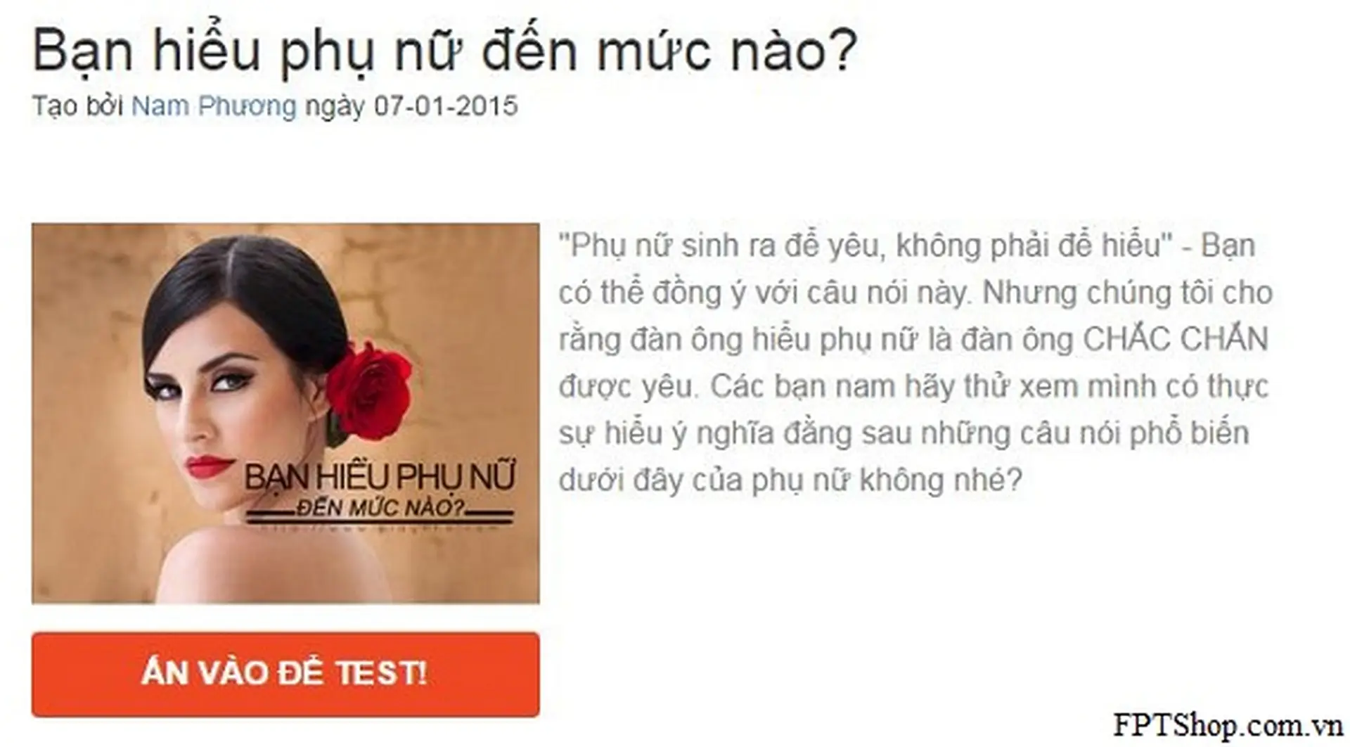 Ứng dụng dành cho phái mạnh: Bạn hiểu phụ nữ đến mức nào?