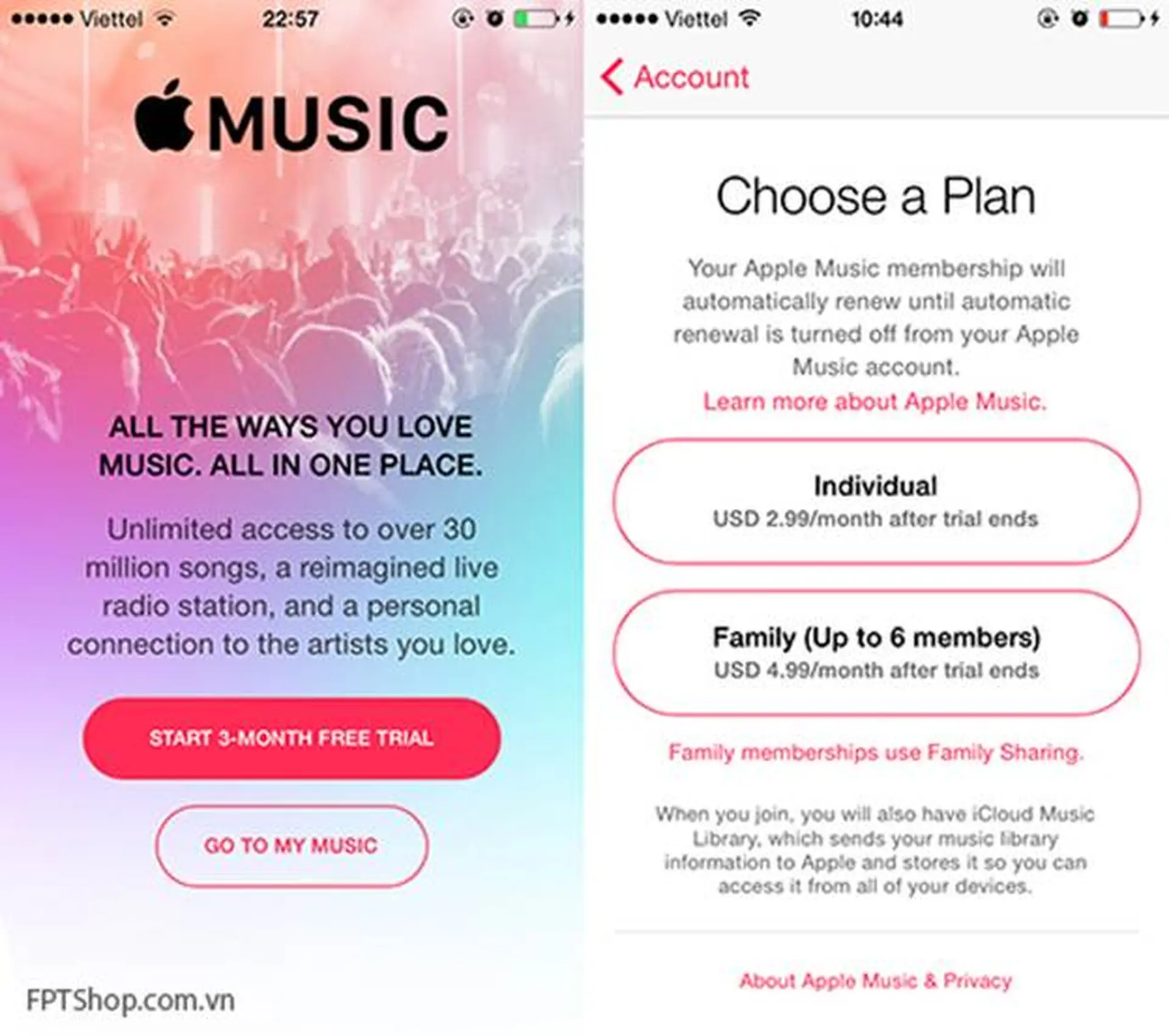 Điều kiện sử dụng và giá dịch vụ Apple Music tại Việt Nam
