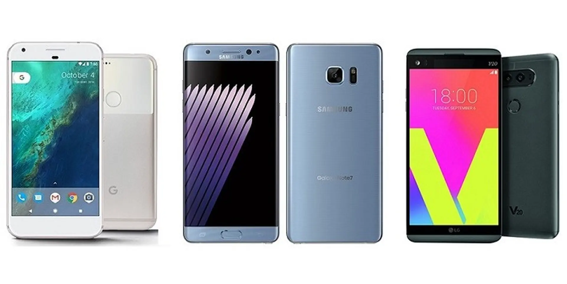 So sánh cấu hình Google Pixel XL với Galaxy Note 7 và LG V20