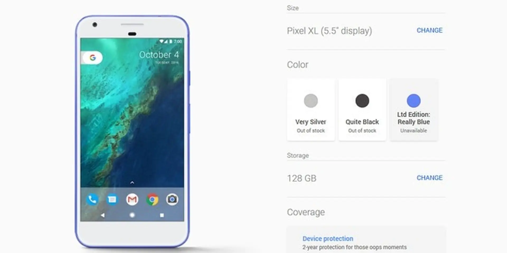 Google Pixel XL 128GB bán hết sạch, chỉ còn phiên bản 32GB