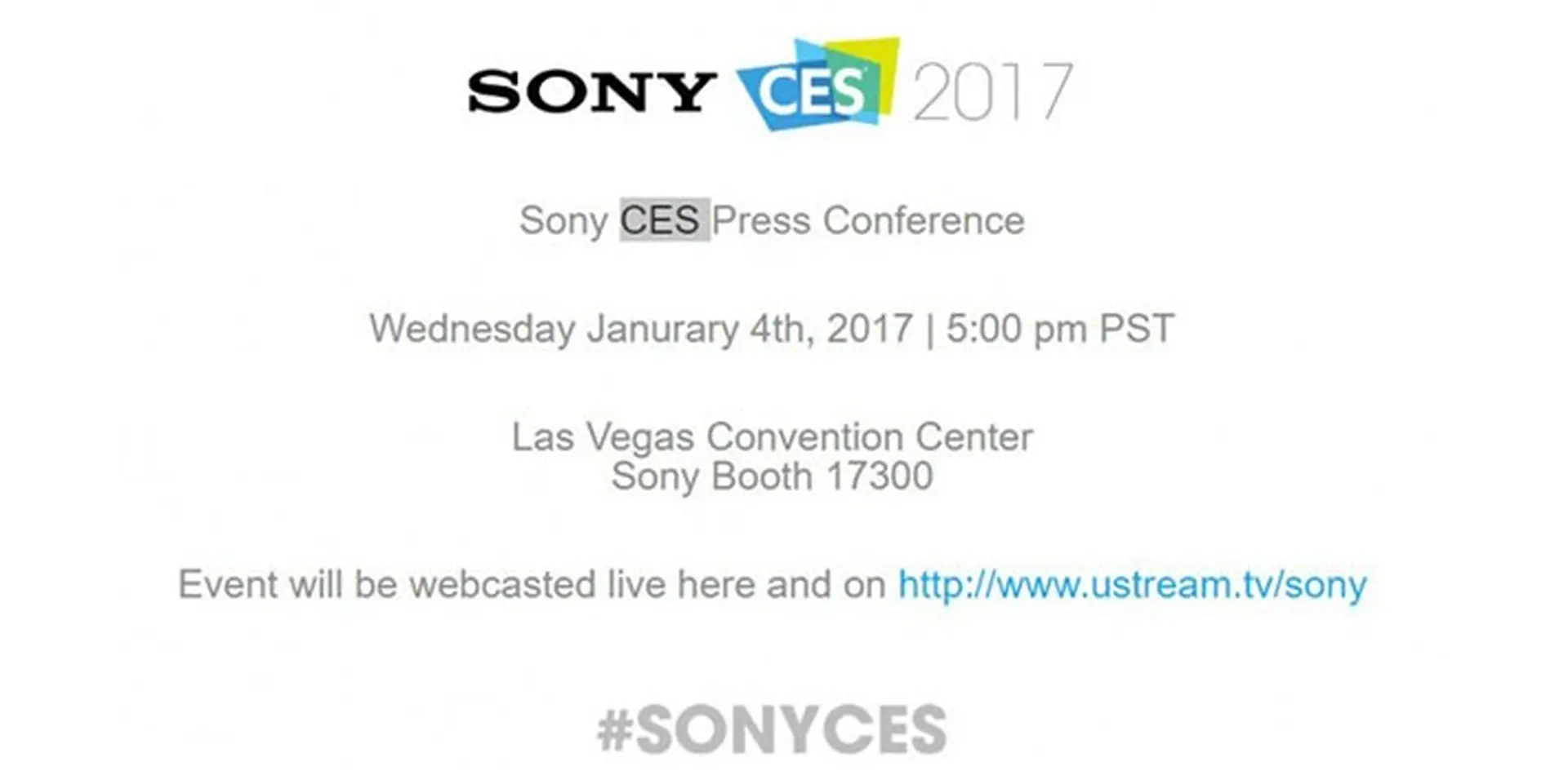 Sony đăng tải lịch trình họp báo của công ty tại CES 2017