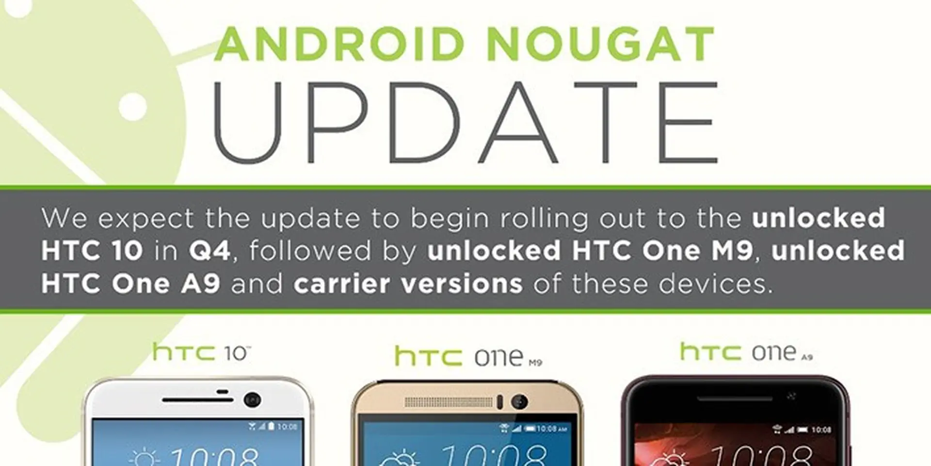 HTC 10, One M9 và One A9 sắp được cập nhật Android 7.0 vào Q4/2016