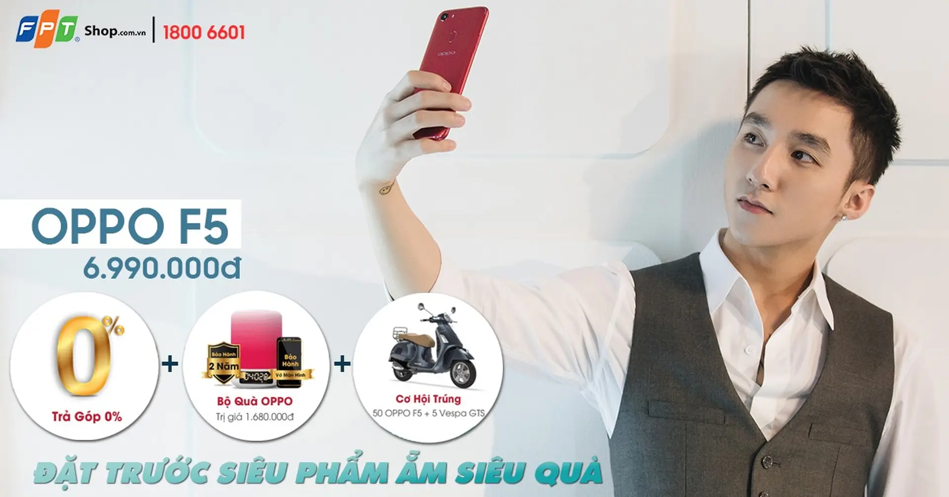 Đặt trước OPPO F5 tại FPT Shop, nhận ngay bộ quà trị giá 1,68 triệu đồng