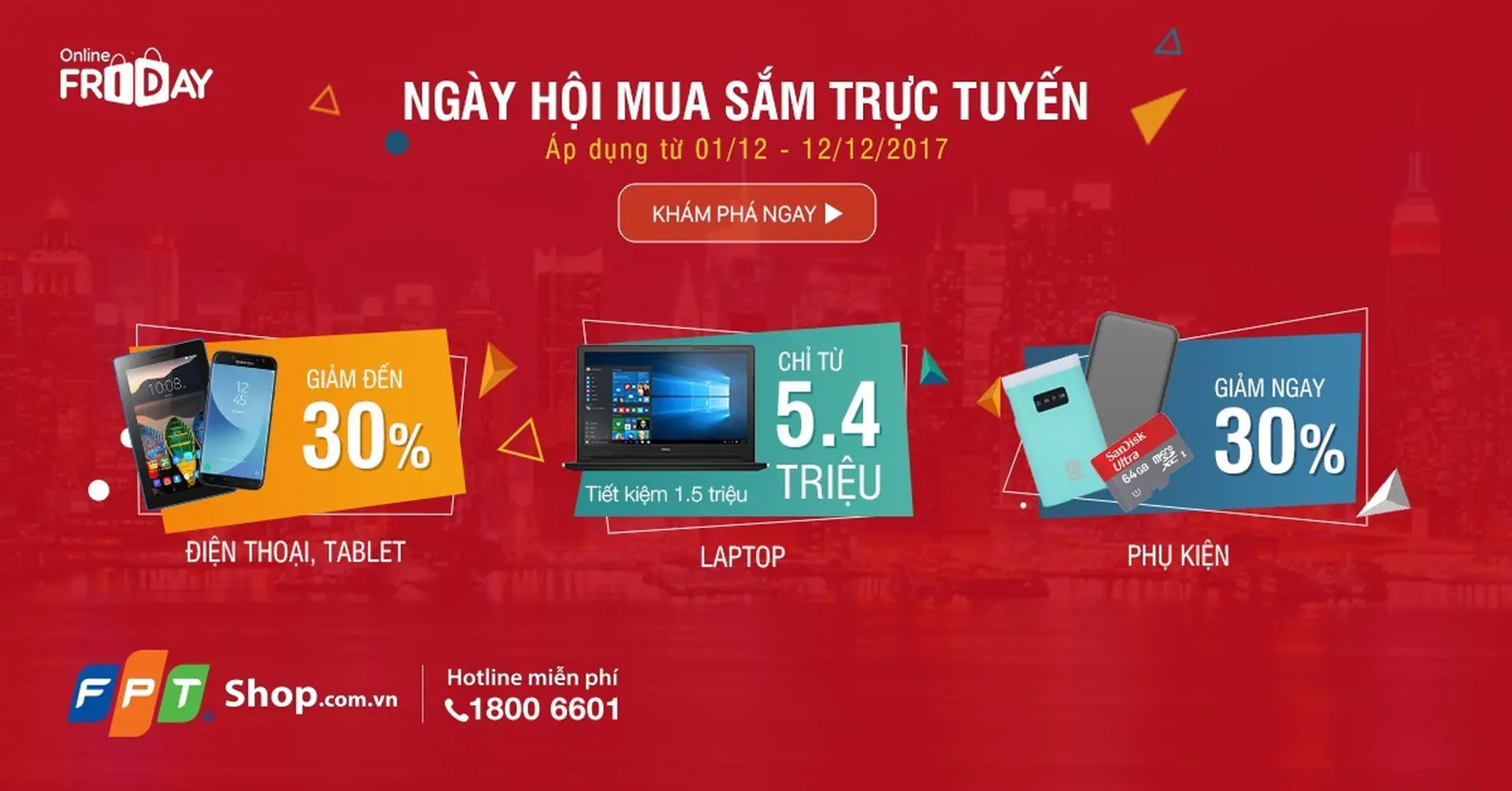 Tưng bừng lễ hội Online FRIDAY smartphone và laptop giảm mạnh đến 1,5 triệu đồng tại FPT Shop 