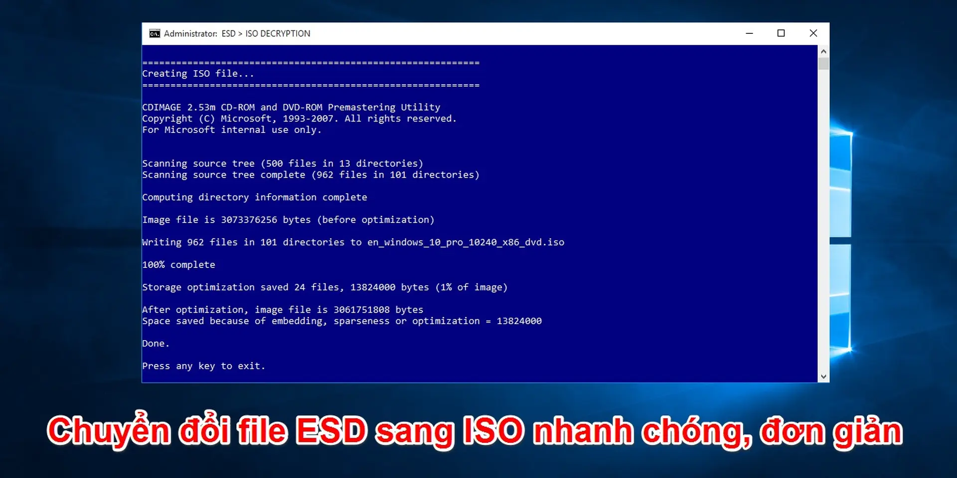 Hướng dẫn chuyển đổi file định dạng ESD sang ISO