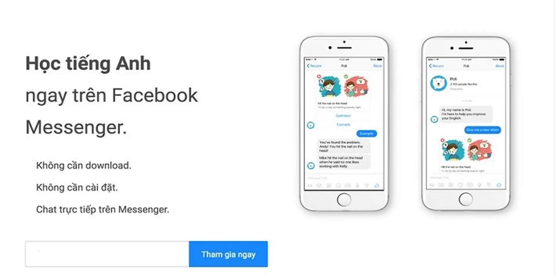 Trau dồi vốn từ vựng, ngữ pháp tiếng Anh cùng Facebook Messenger