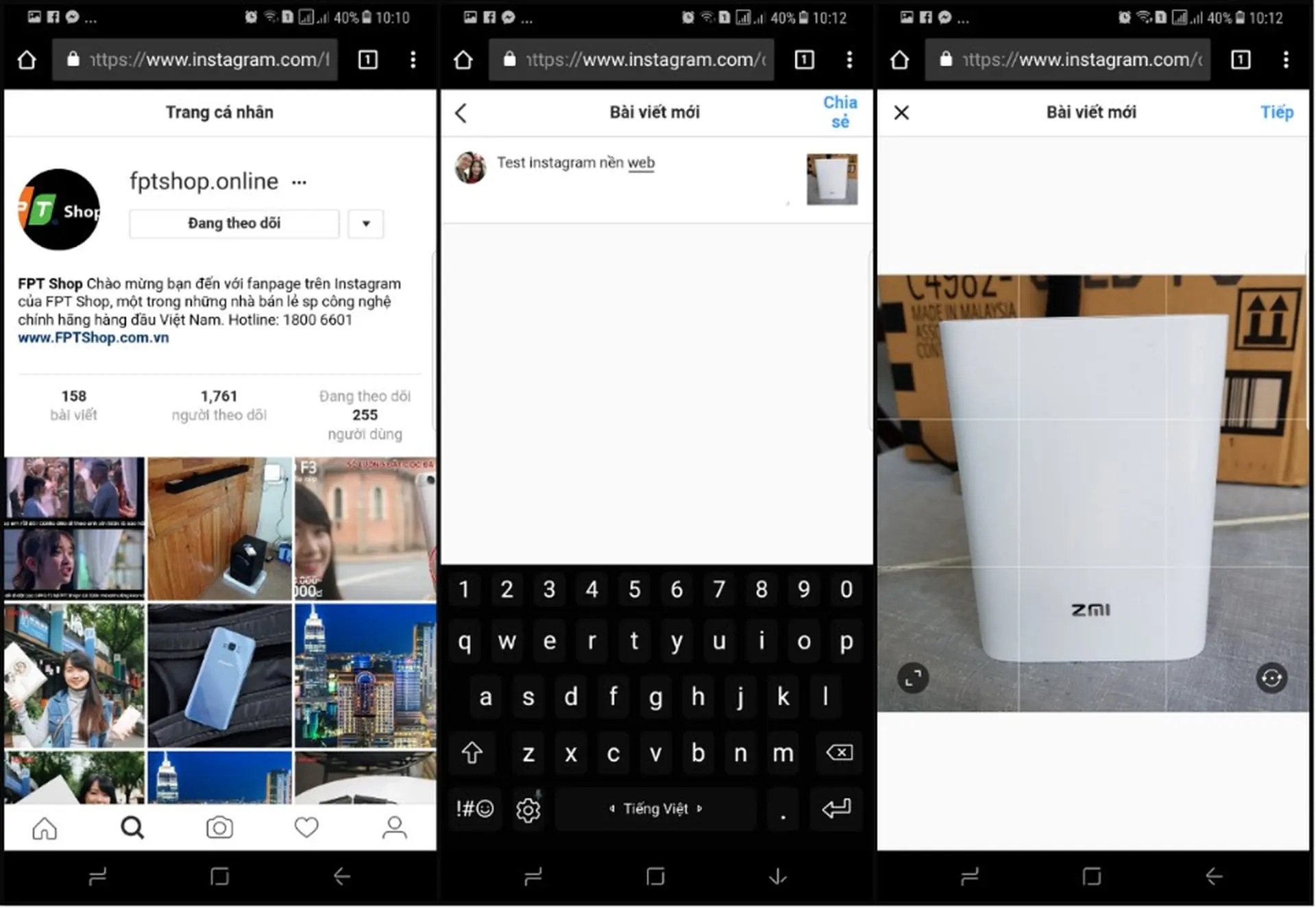 Instagram nền web hỗ trợ đăng tải ảnh trực tiếp 