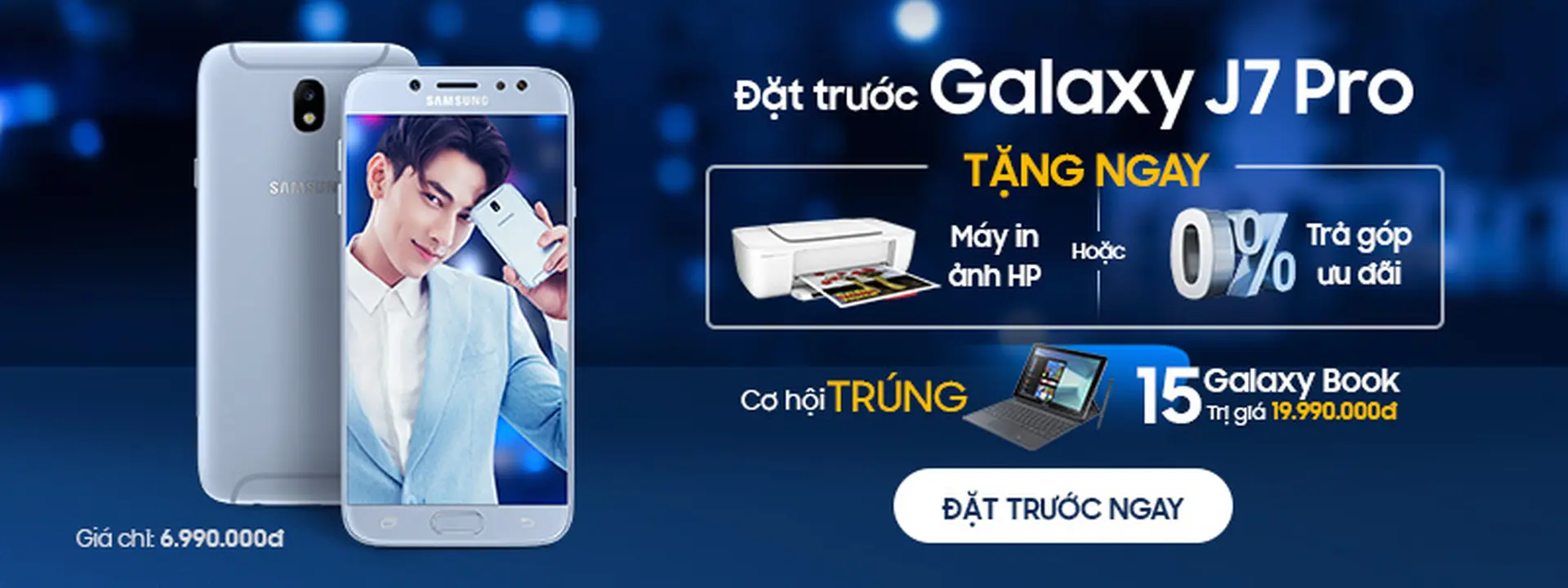 Đặt mua Galaxy J7 Pro tại FPT Shop nhận ngay máy in màu hàng hiệu HP hoành tráng 