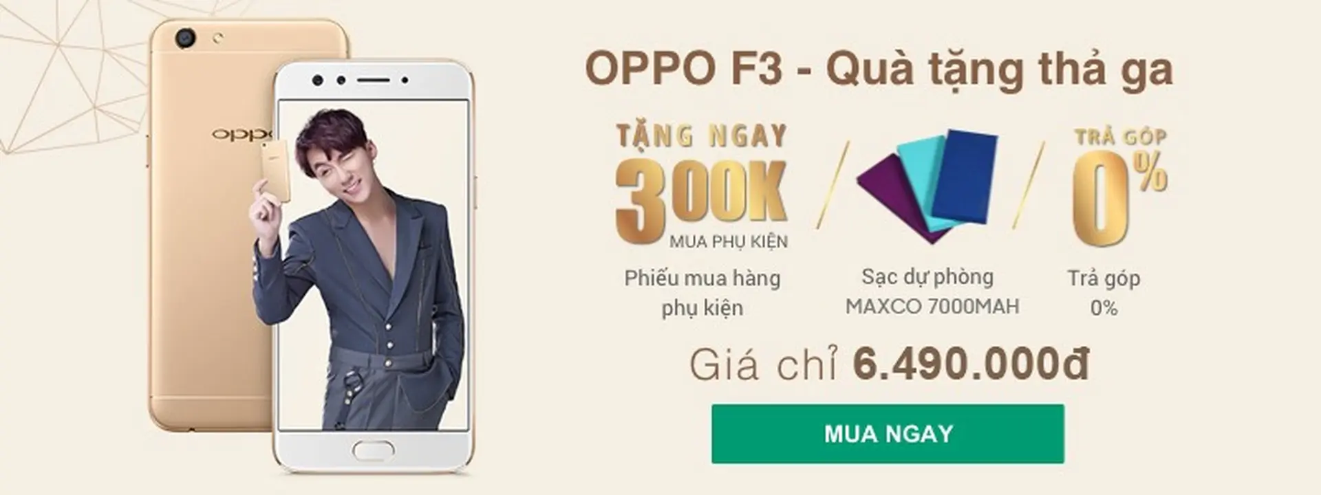 Dễ dàng sở hữu OPPO F3 với ưu đãi trả góp 0% lãi suất tại FPT Shop