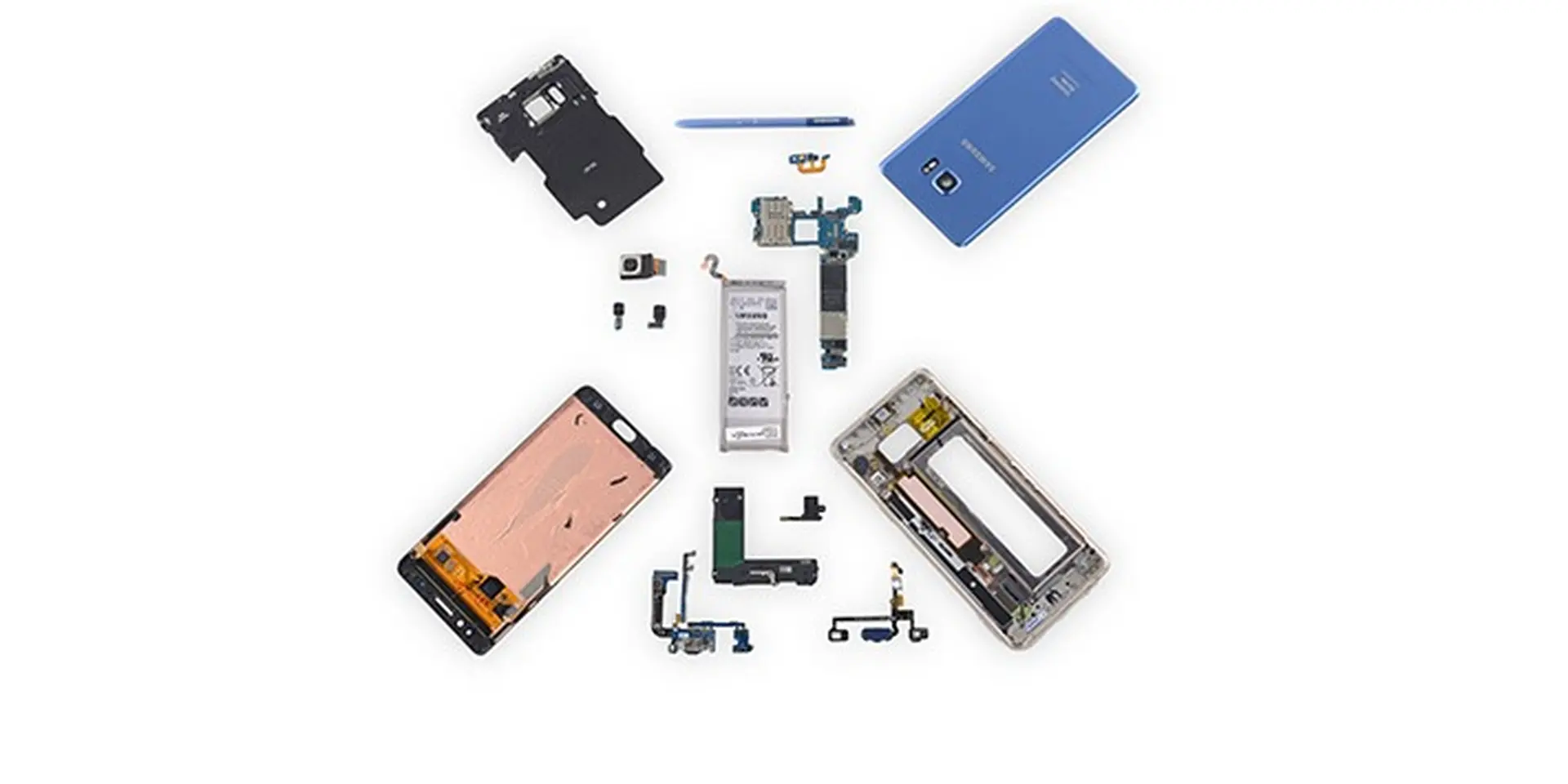 Mổ bụng Galaxy Note Fan Edition: Pin mới và nhỏ hơn so với Note 7, mức độ dễ sửa 4/10