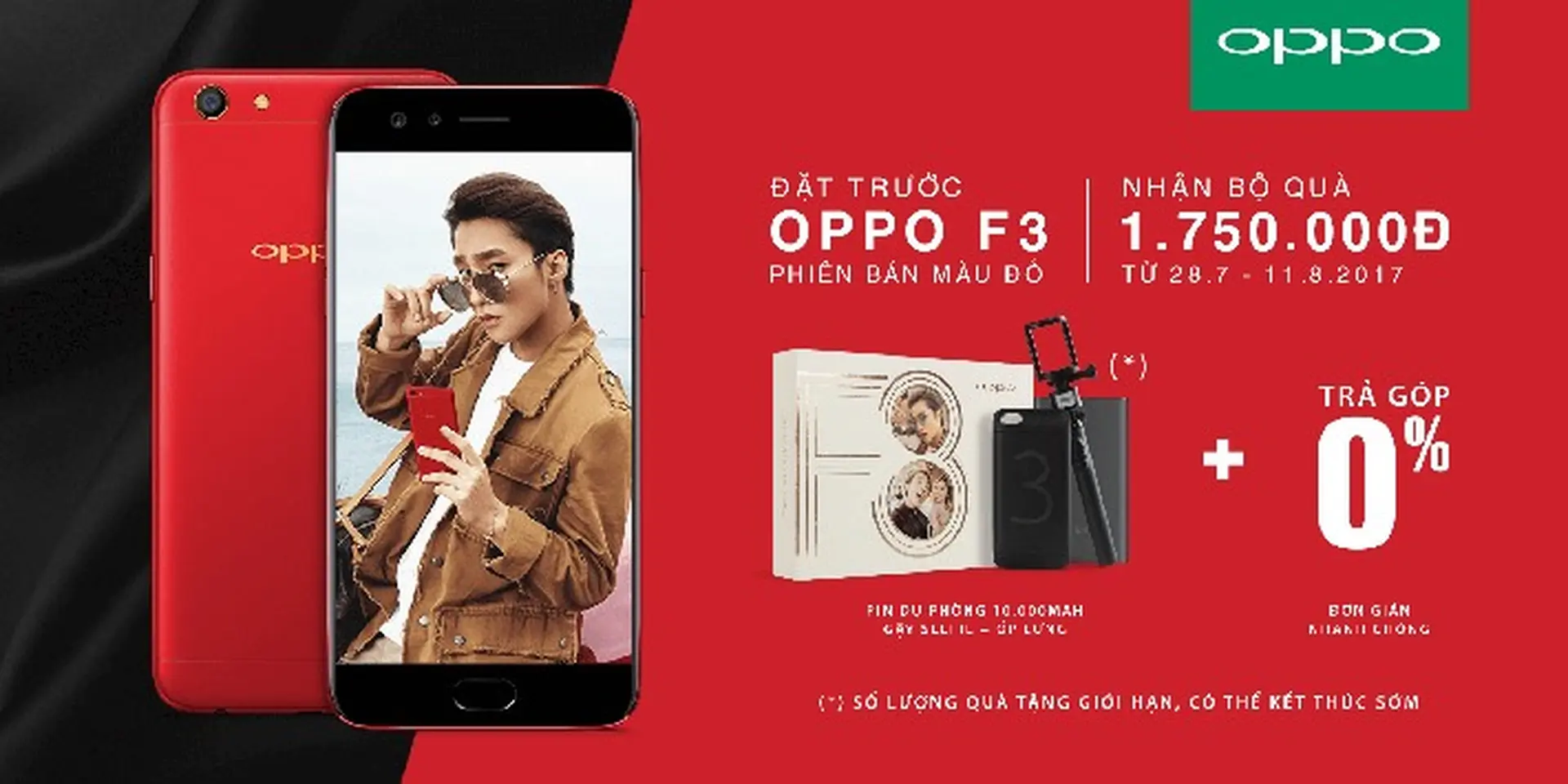 FPT Shop cho phép đặt hàng OPPO F3 Đỏ với nhiều phần quà hấp dẫn