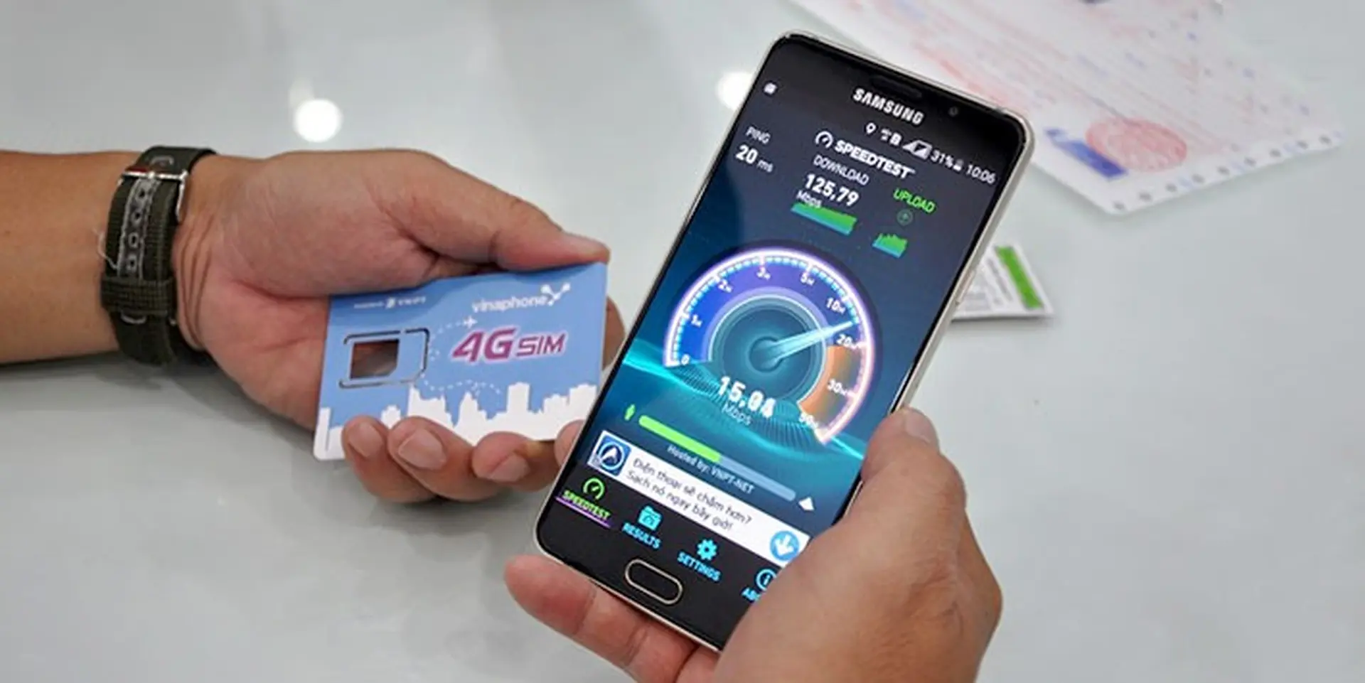 "Choáng" với tốc độ mạng Sim 4G Vinaphone do FPT Shop bán: Nhanh hơn cả cáp quang