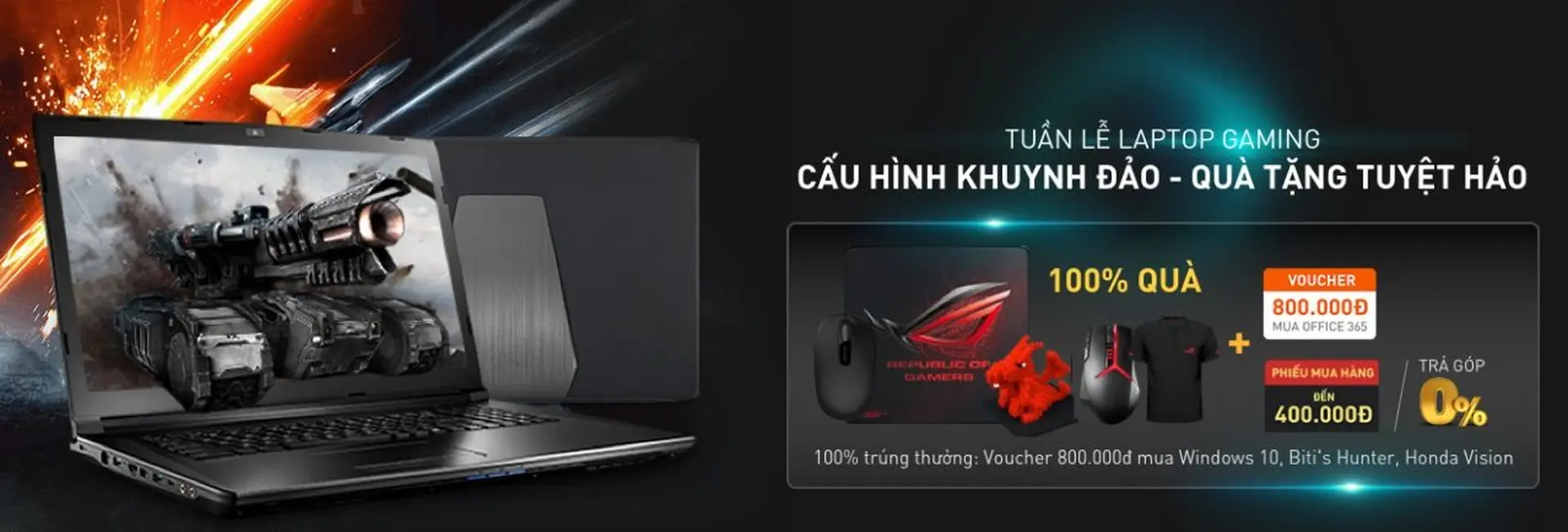 Sắm laptop gaming lái xe Honda Vision trị giá 30 triệu đồng về nhà