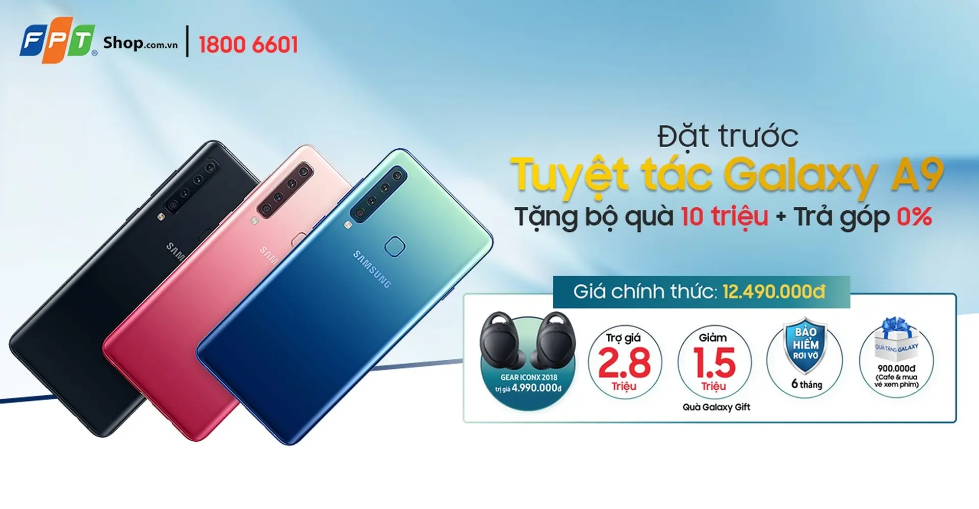 Đặt trước Galaxy A9 tại FPT Shop, nhận ngay bộ quà 10 triệu đồng