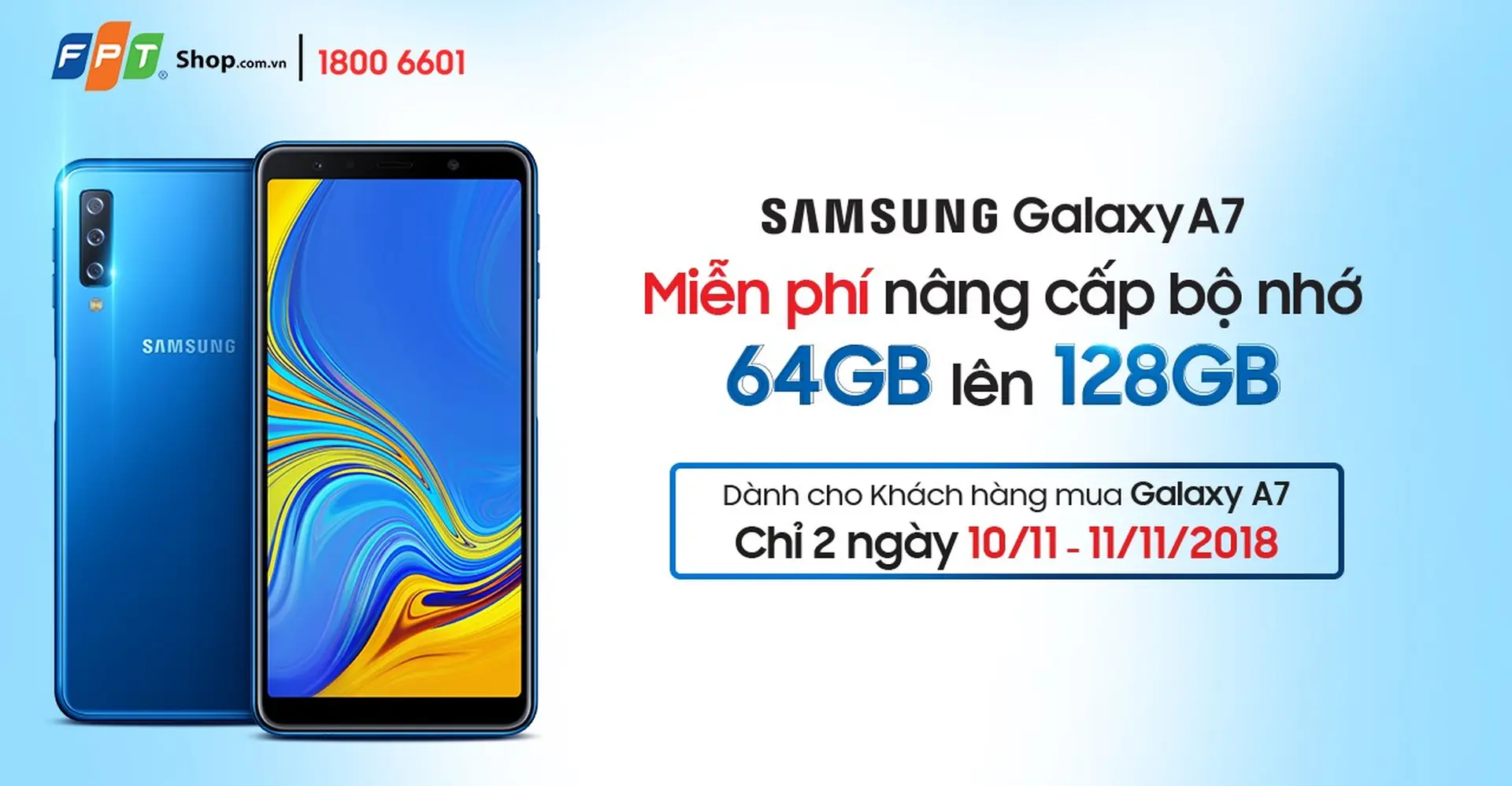 Mua Galaxy A7 64GB nhận ngay bản 128GB tại FPT Shop