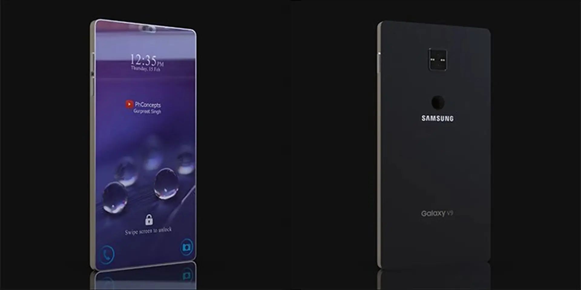 Cận cảnh vẻ đẹp tinh tế Galaxy V9 với phong cách màn hình tràn viền “tai thỏ” như iPhone X