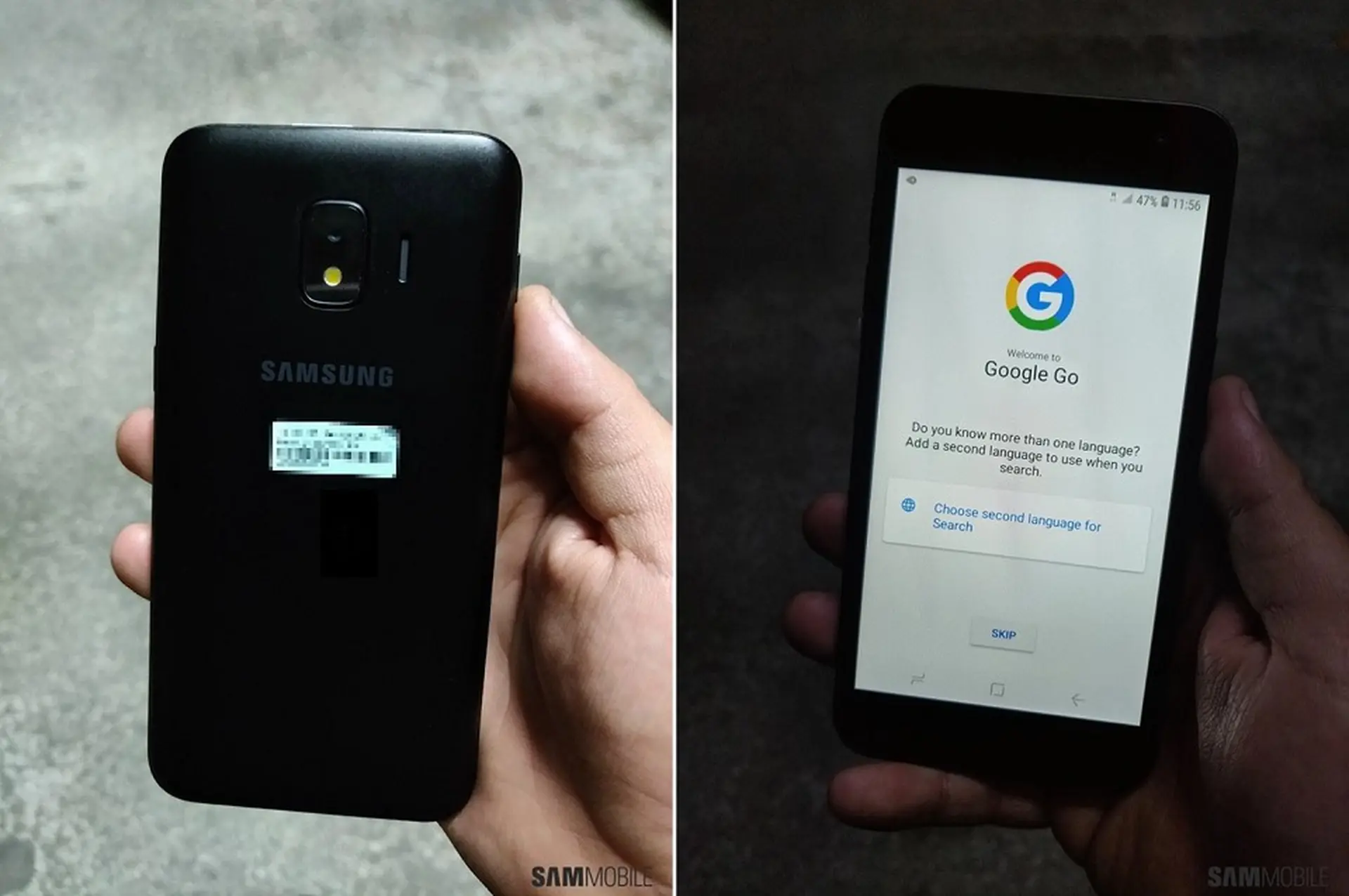 Rò rỉ hình chiếc smartphone giá rẻ chạy Android Go của Samsung