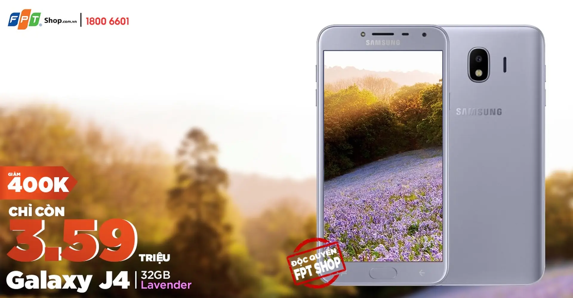 FPT Shop giảm 400.000 đồng cho Galaxy J4 32GB Lavender