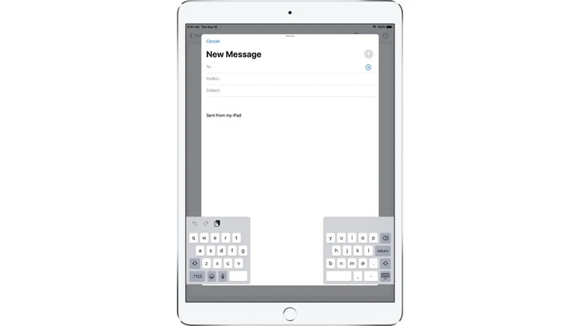 Sử dụng bàn phím phân tách trên iPad