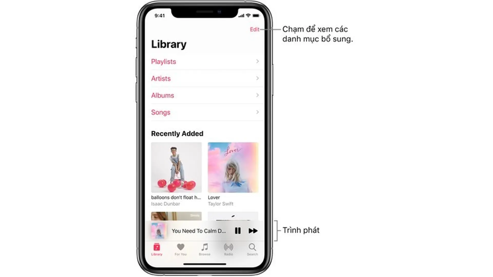 Xem album, playlist và các nội dung khác trong Nhạc trên iOS 13