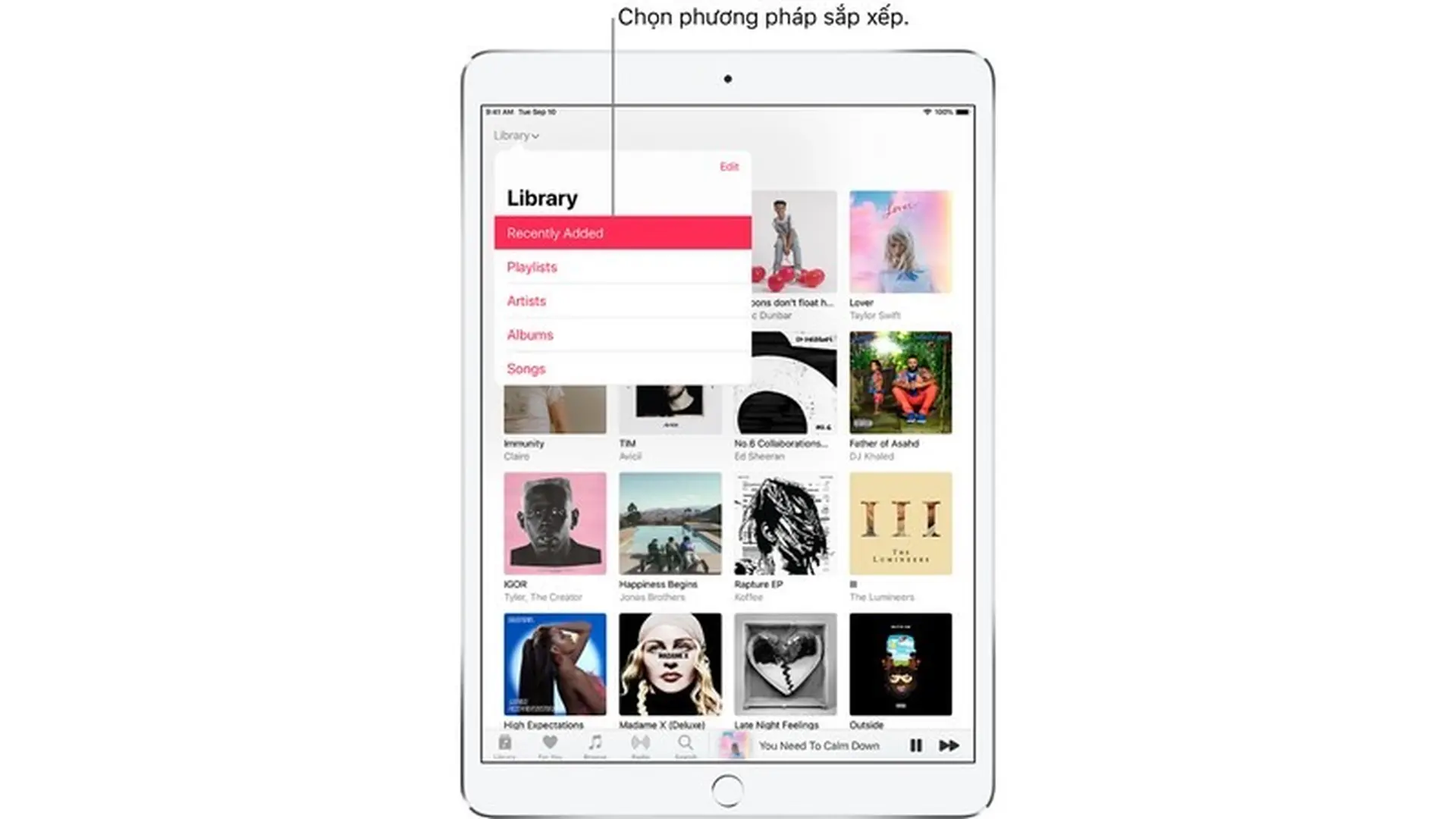 Xem album, playlist và các nội dung khác trong Nhạc trên iPadOS 13