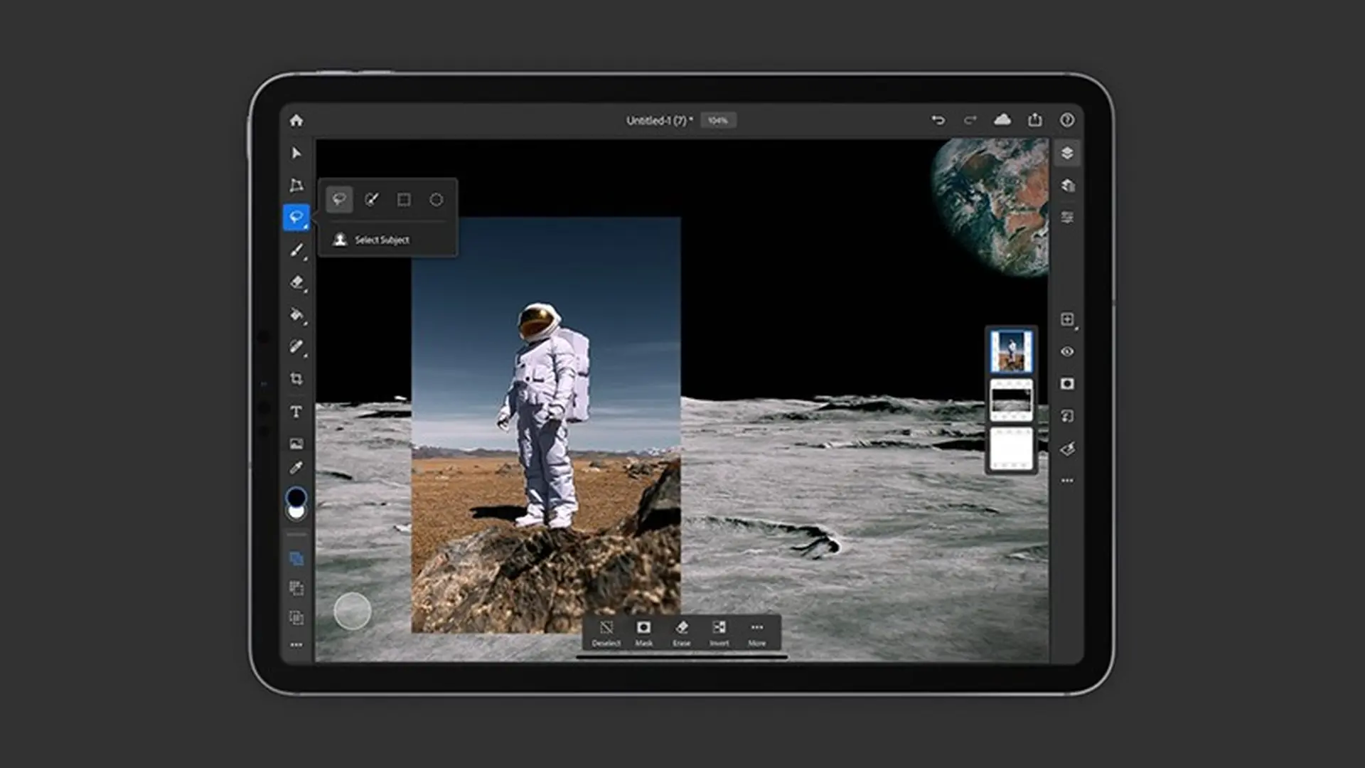 Adobe mang tính năng chọn chủ đề lên Photoshop cho iPad