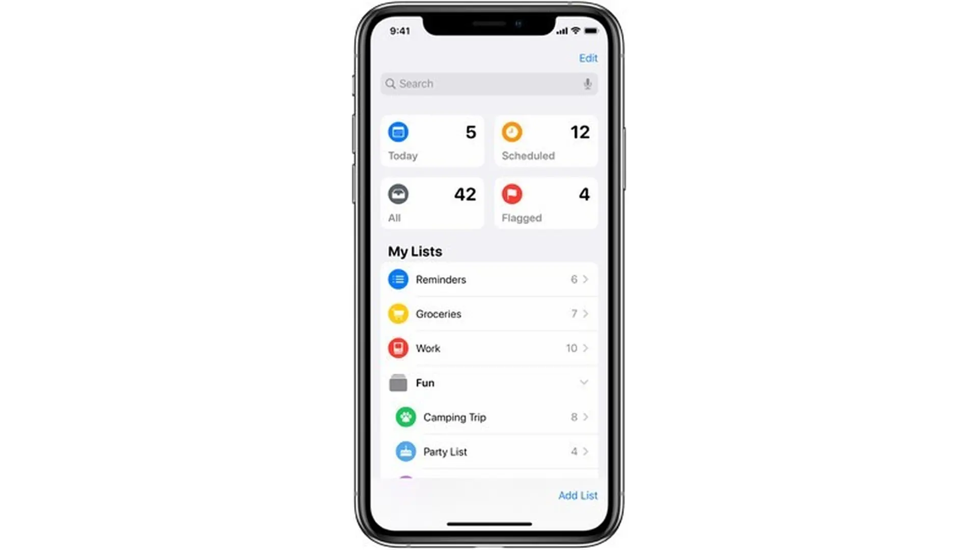 Tổ chức lời nhắc trong danh sách trên iOS 13