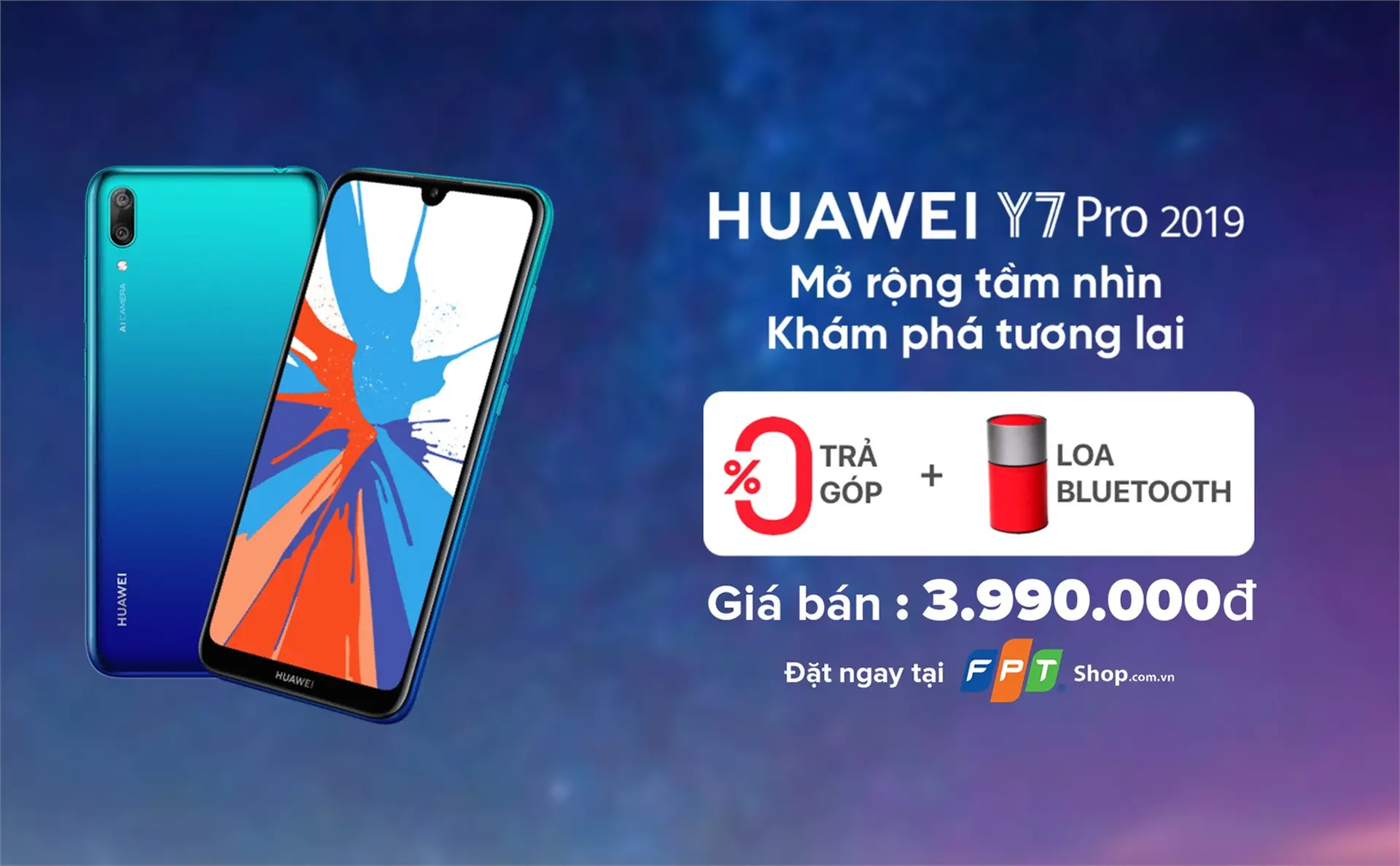 Nhân 4 ưu đãi khi đặt trước Huawei Y7 Pro 2019 tại FPT Shop