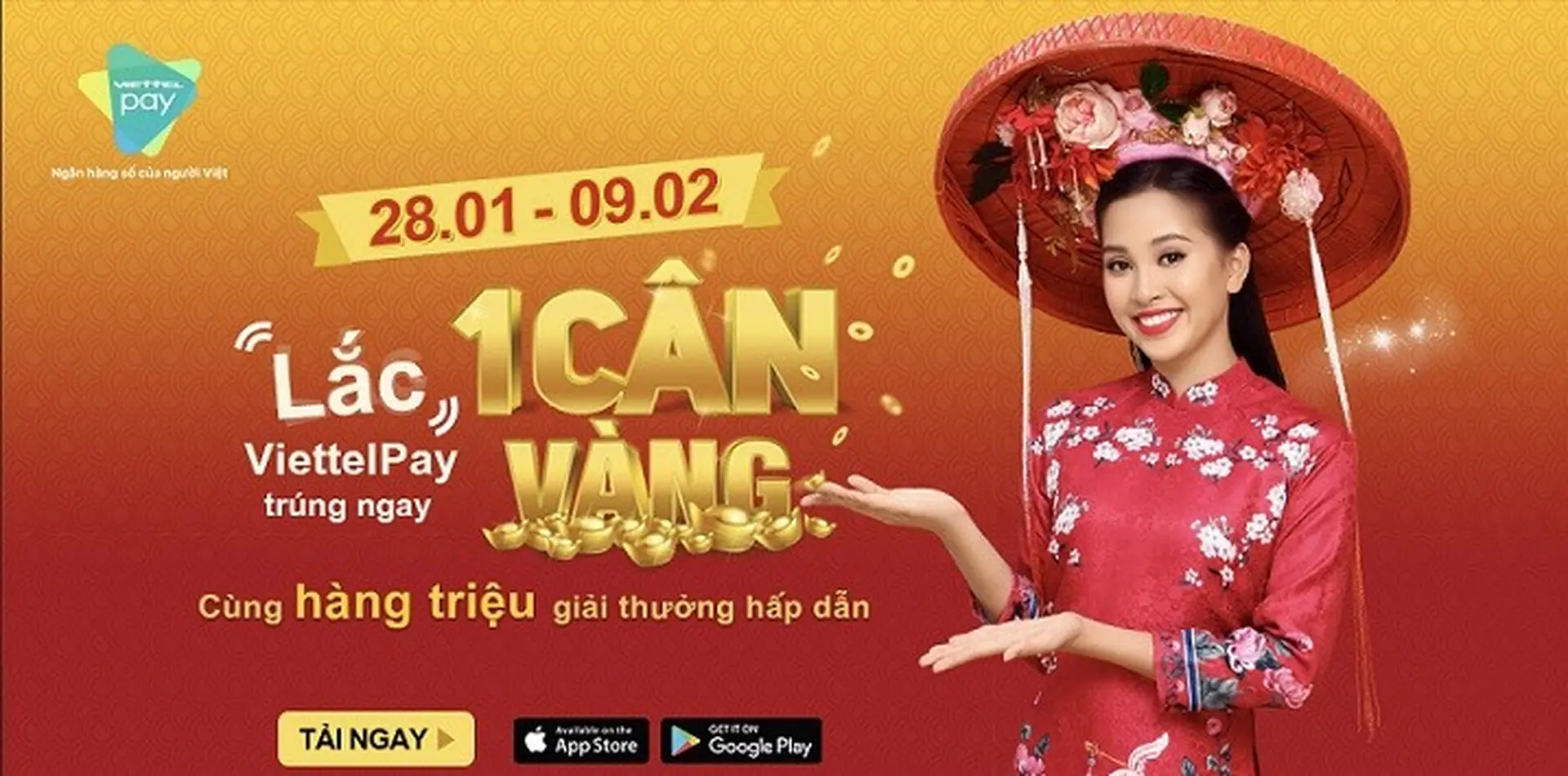 Cách nhận lì xì thẻ cào, tiền mặt và chỉ vàng tết Kỷ Hợi từ Viettel Pay