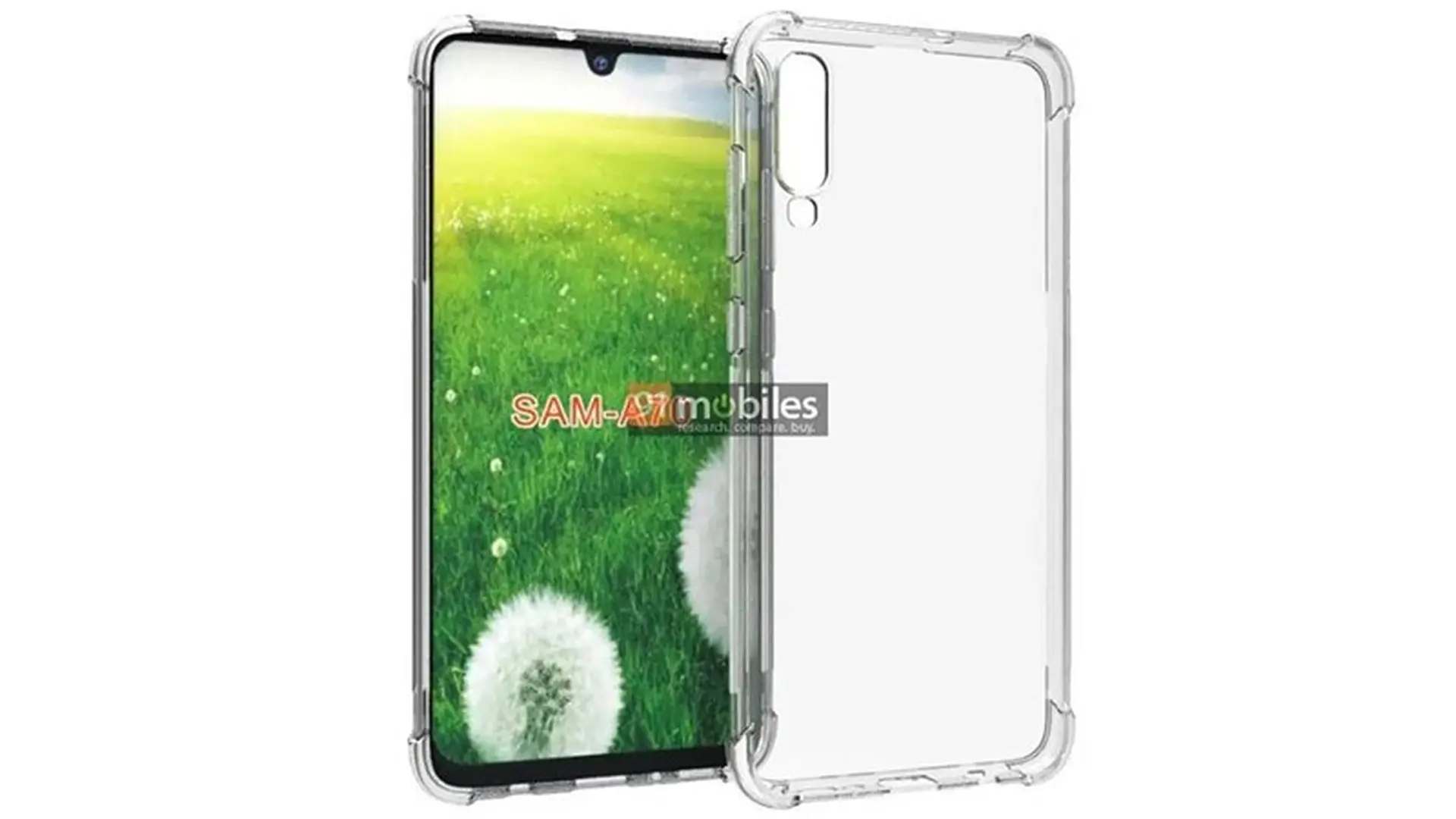 Samsung Galaxy A70 lộ diện cùng ốp lưng bảo vệ: Màn hình giọt nước, 3 camera sau