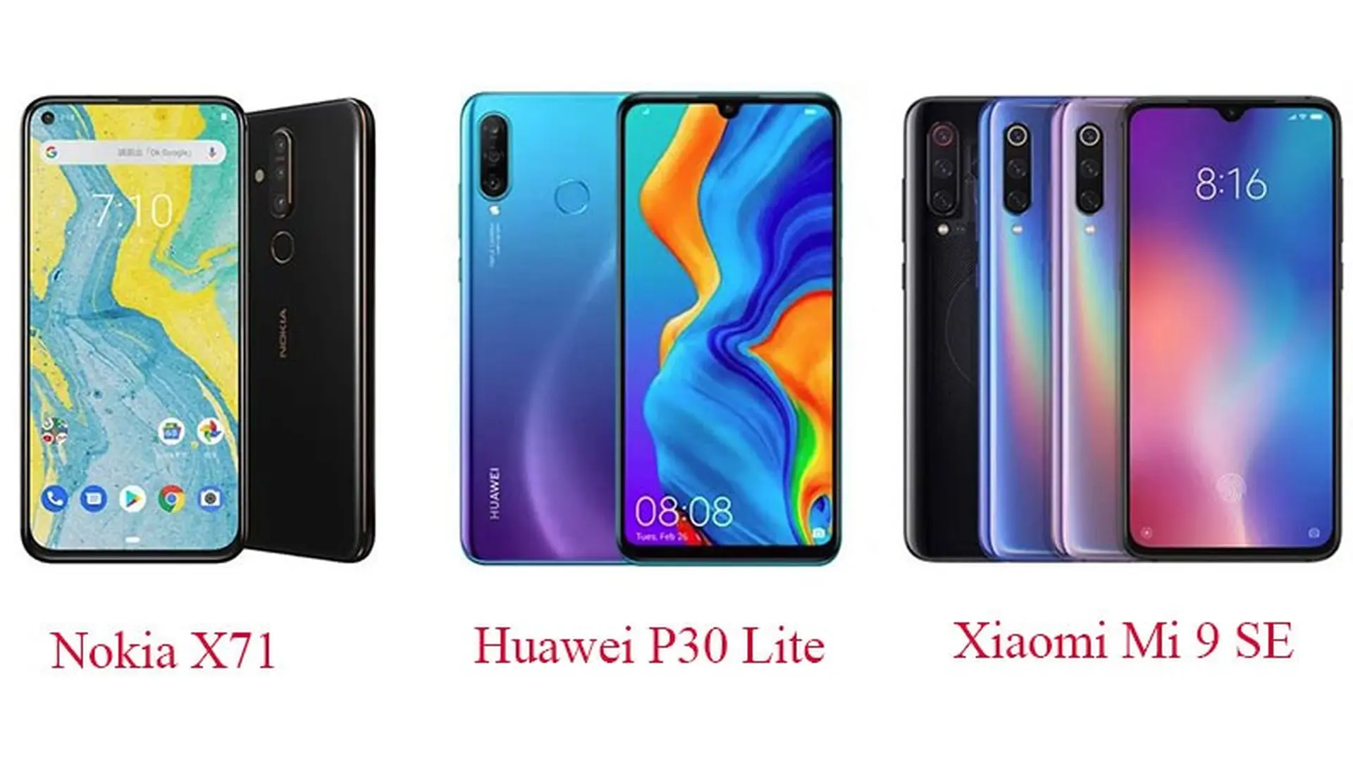 So sánh Nokia X71, Huawei P30 Lite và Xiaomi Mi 9 SE: Điện thoại tầm trung nào đáng mua hơn?