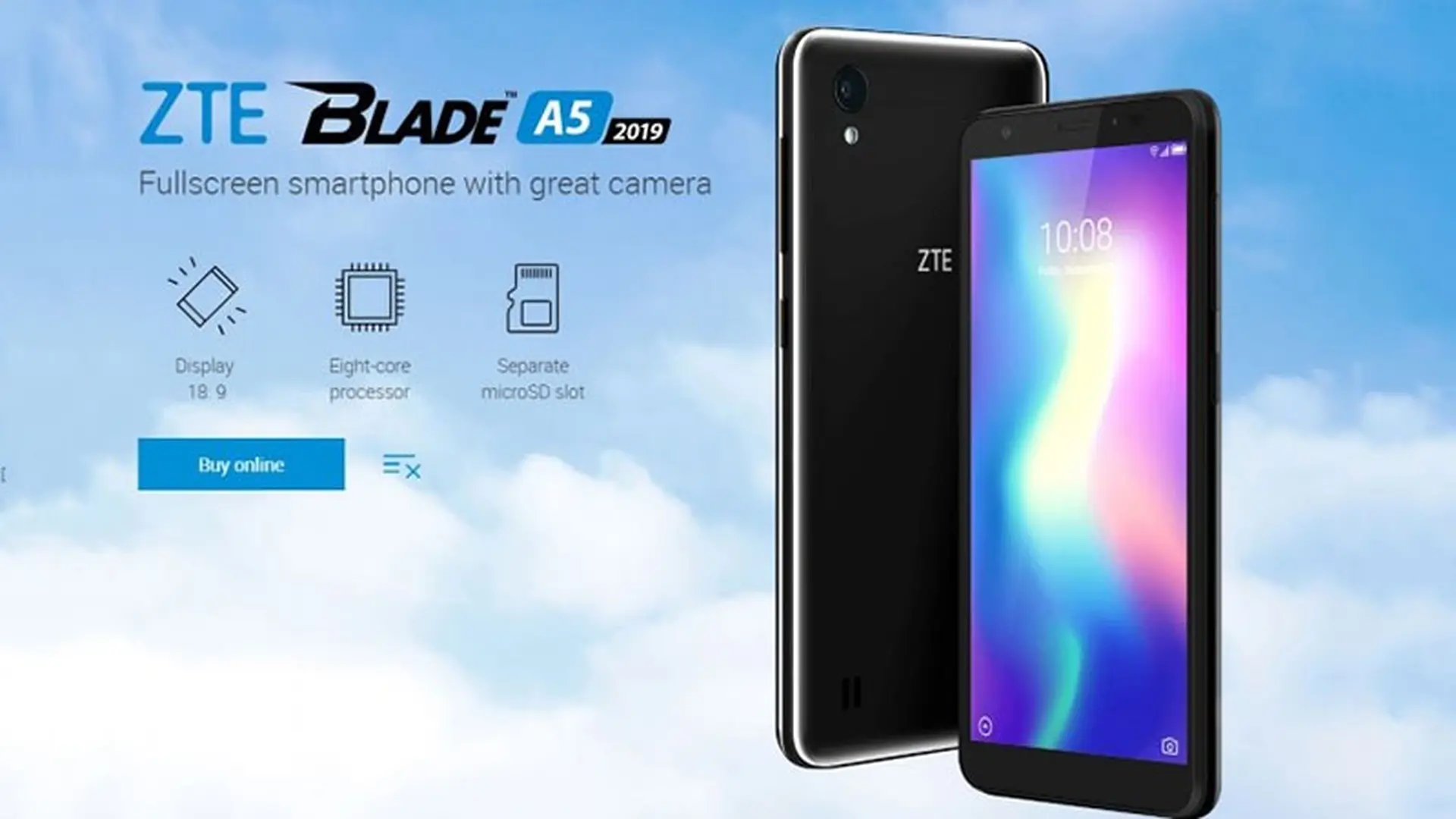 ZTE Blade A5 2019 ra mắt: Chip Unisoc SC9863A, màn 5,45 inch, Android Pie