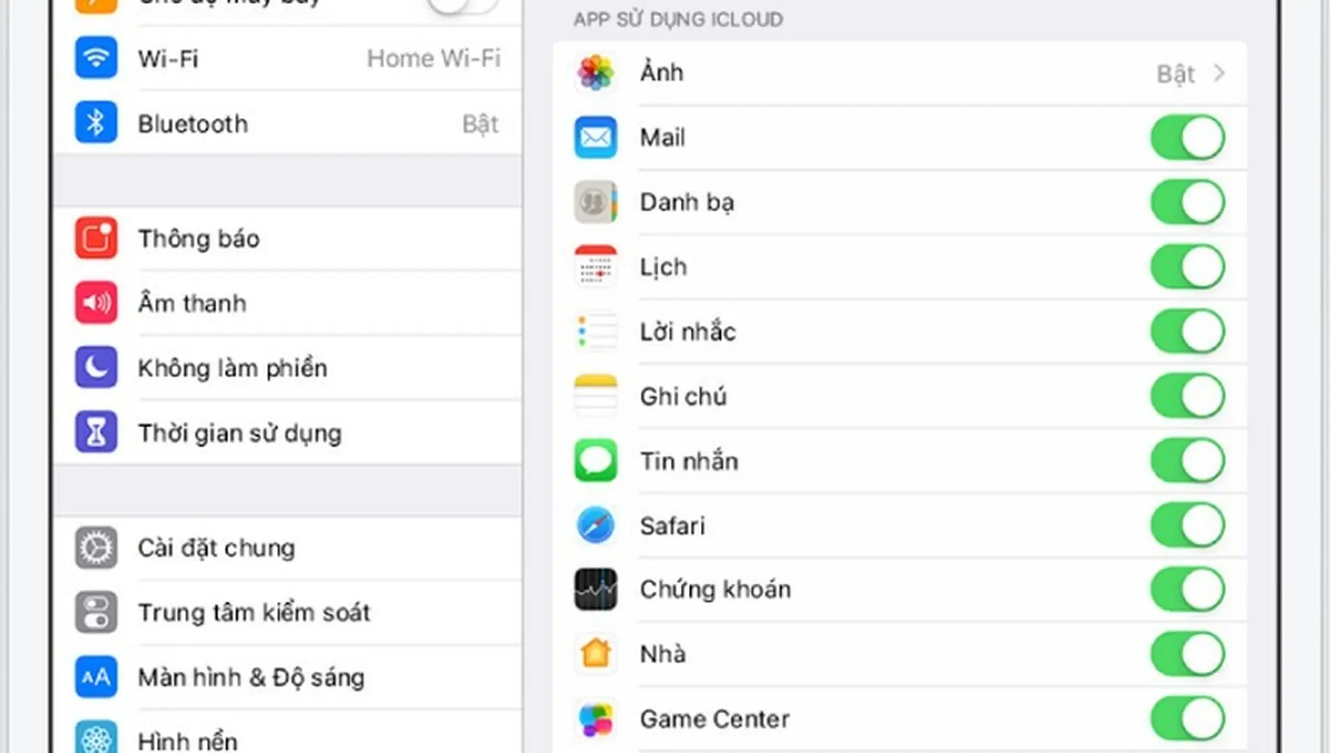 Quản lý cài đặt ID Apple và iCloud trên iPad