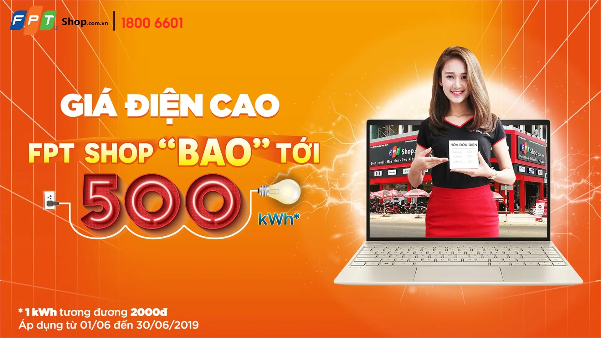Giá điện cao, FPT Shop 'bao' đến 500kWh
