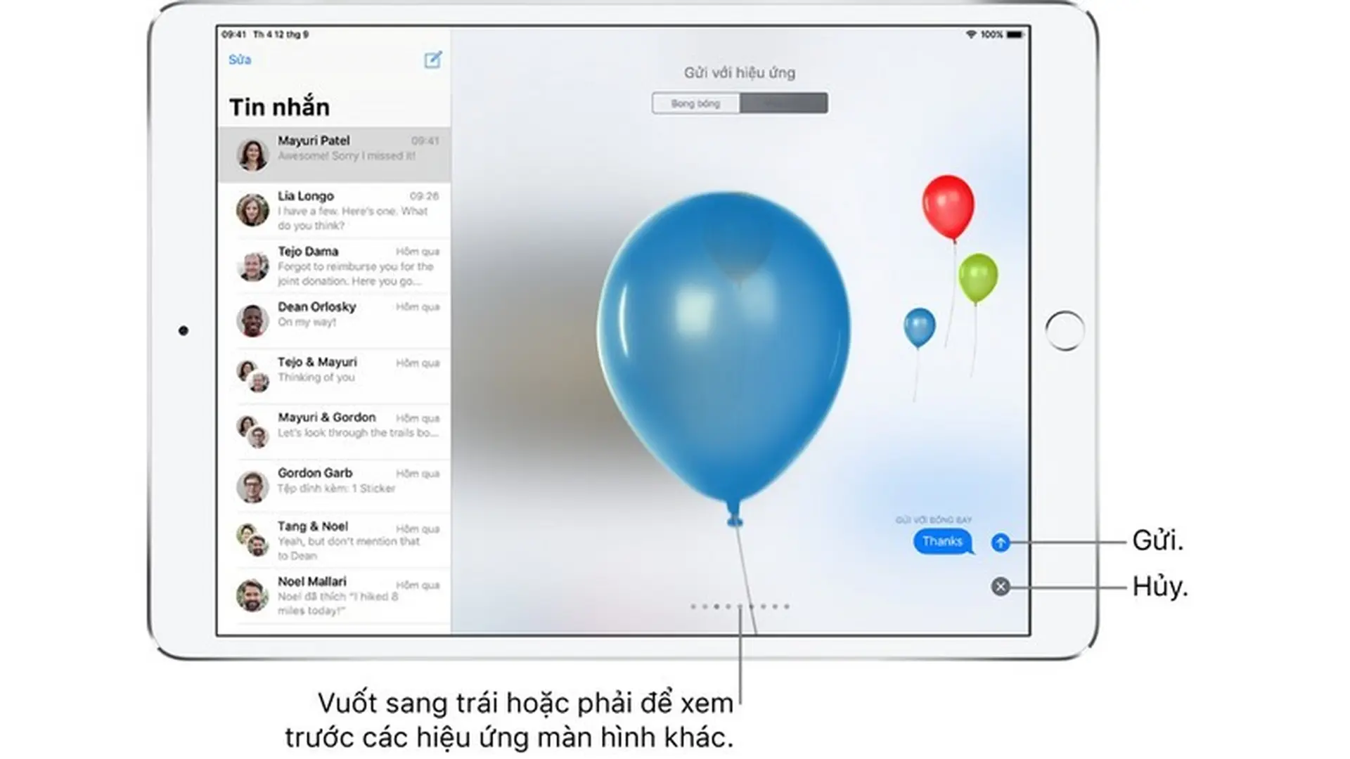 Gửi và nhận tin nhắn văn bản trên iPad
